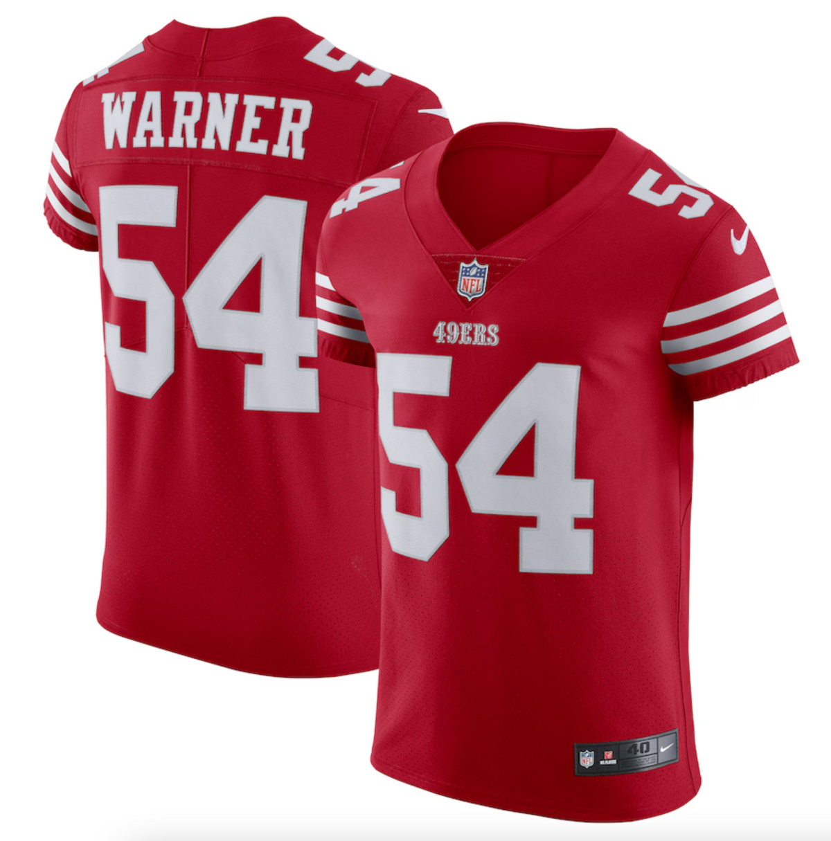 Men's San Francisco 49ers Fred Warner Nike Scarlet Vapor Elite Jersey