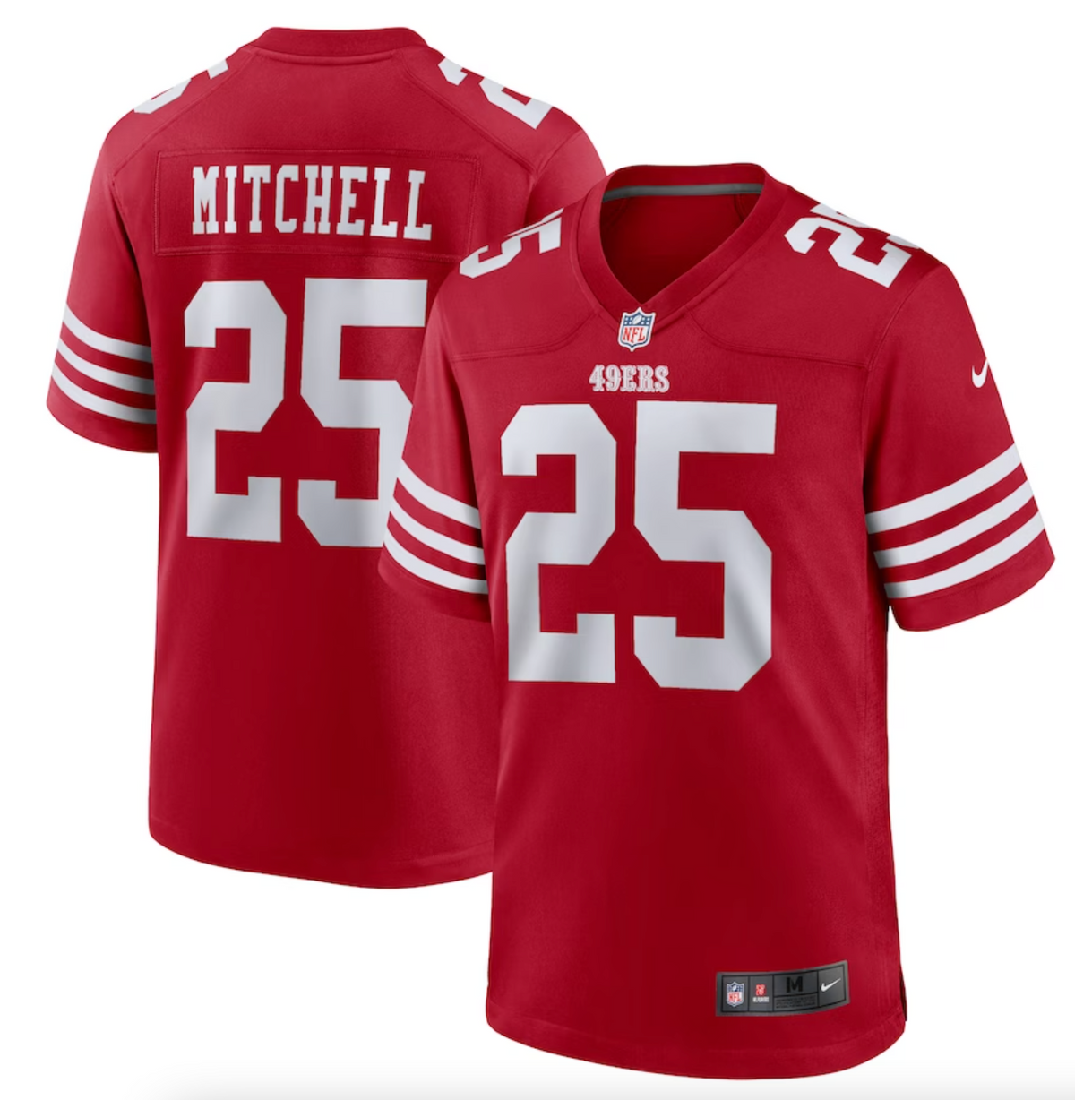 Men's San Francisco 49ers Elijah Mitchell Nike Scarlet Team Player Game Jersey