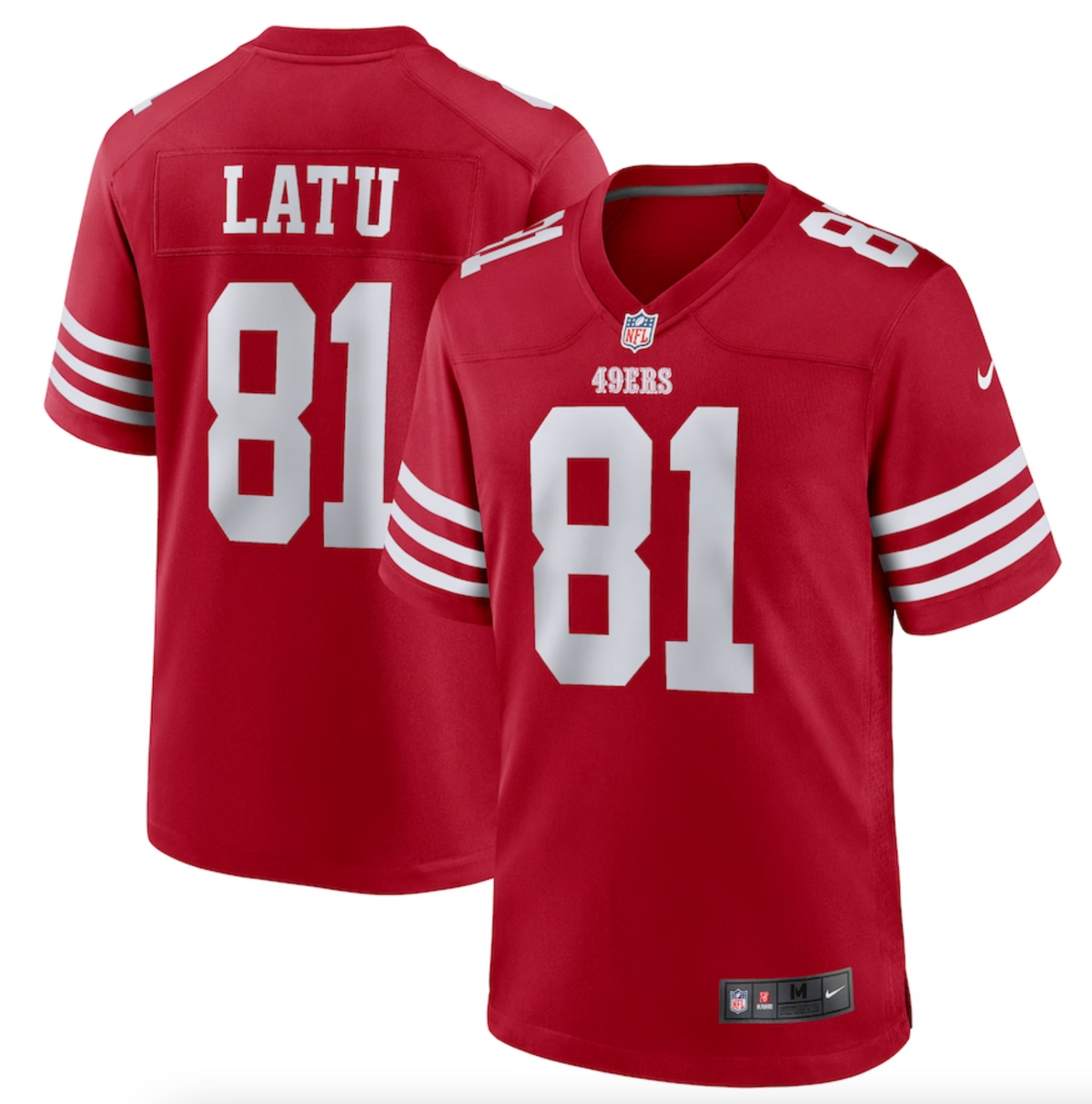 Men's San Francisco 49ers Cameron Latu Nike Scarlet Team Game Jersey