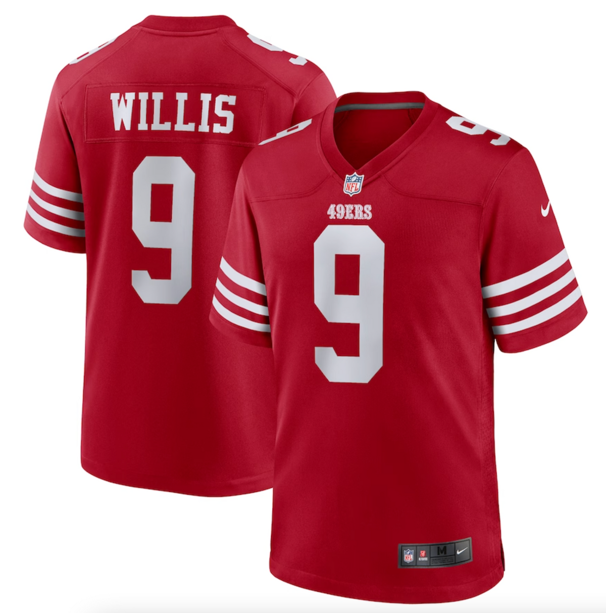 Men's San Francisco 49ers Brayden Willis Nike Scarlet Team Game Jersey