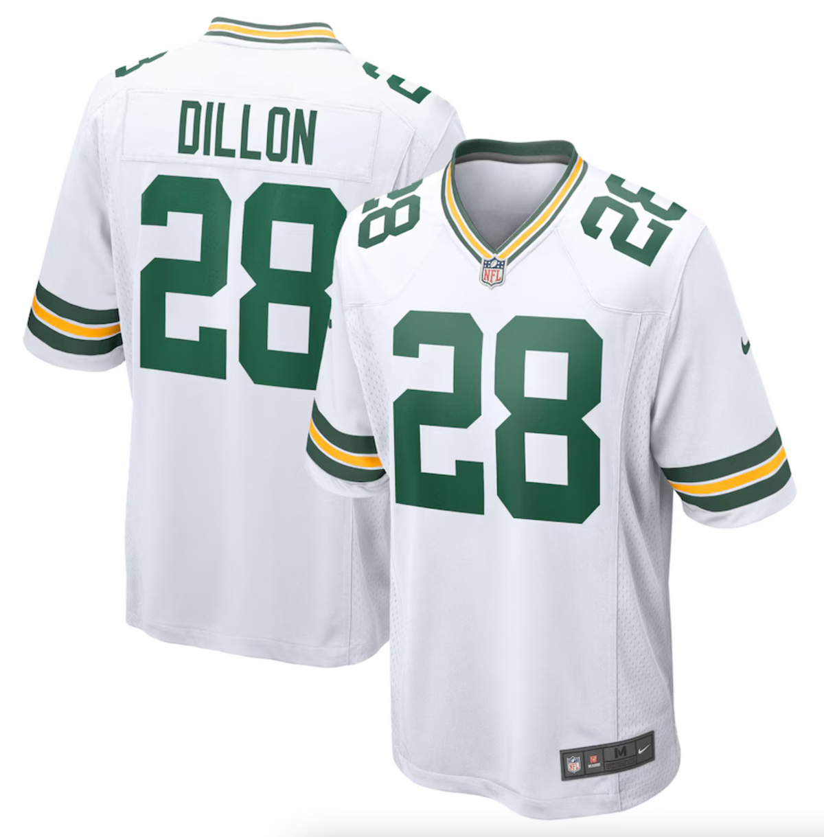 Men's Green Bay Packers AJ Dillon Nike White Game Player Jersey