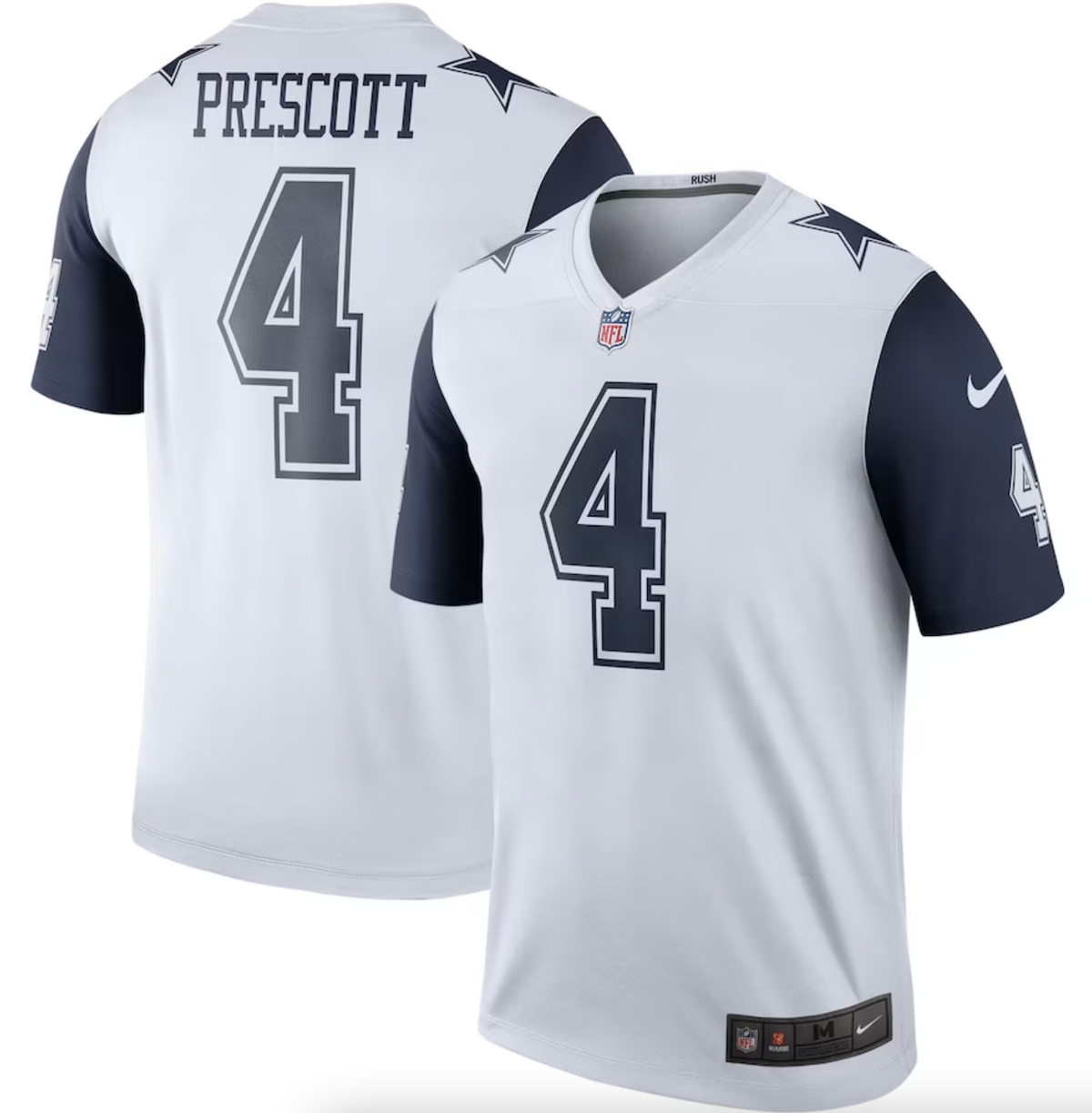 Men's Dallas Cowboys Dak Prescott Nike White Color Rush Legend Player Jersey