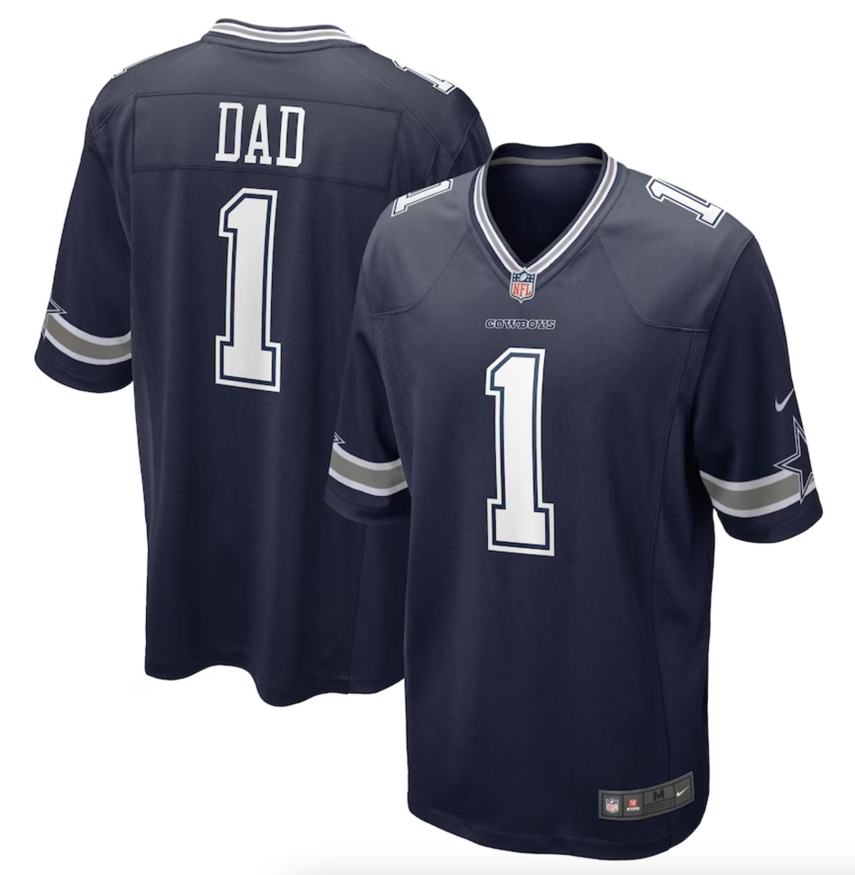 Men's Dallas Cowboys Number 1 Dad Nike Navy Game Jersey