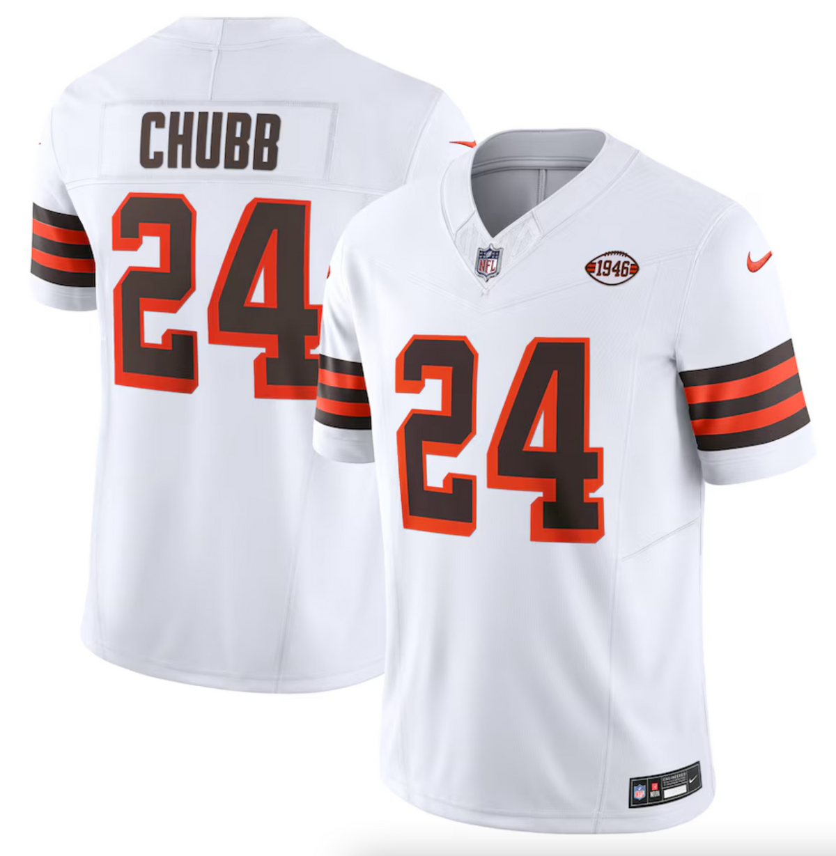 Men's Cleveland Browns Nick Chubb Nike White Vapor F.U.S.E. Limited Jersey