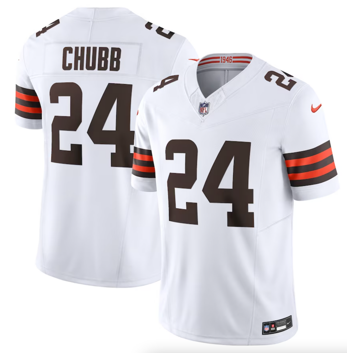 Men's Cleveland Browns Nick Chubb Nike White Vapor F.U.S.E. Limited Jersey