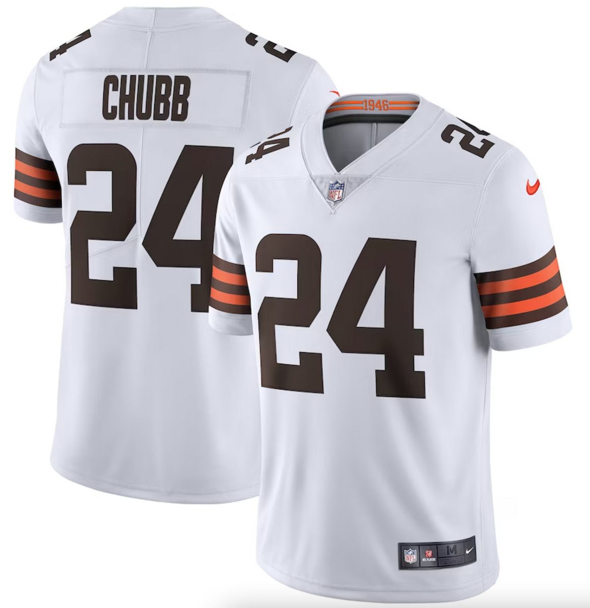 Men's Cleveland Browns Nick Chubb Nike White Vapor Limited Jersey