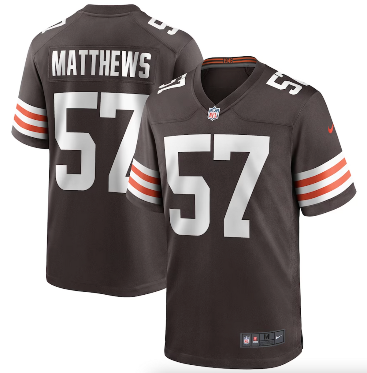 Men's Cleveland Browns Clay Matthews Nike Brown Game Retired Player Jersey