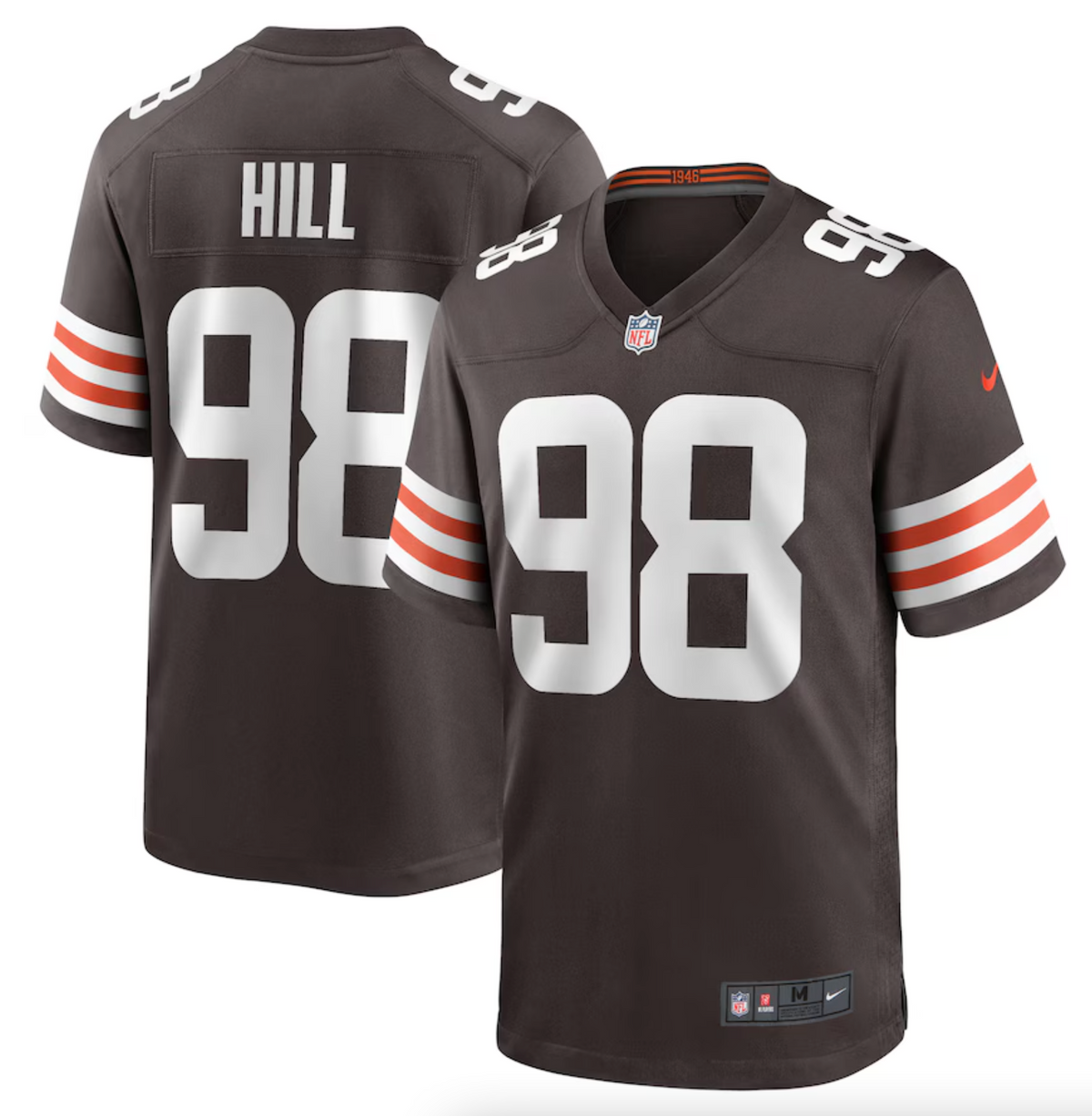 Men's Cleveland Browns Trysten Hill Nike Brown Game Jersey $97.49