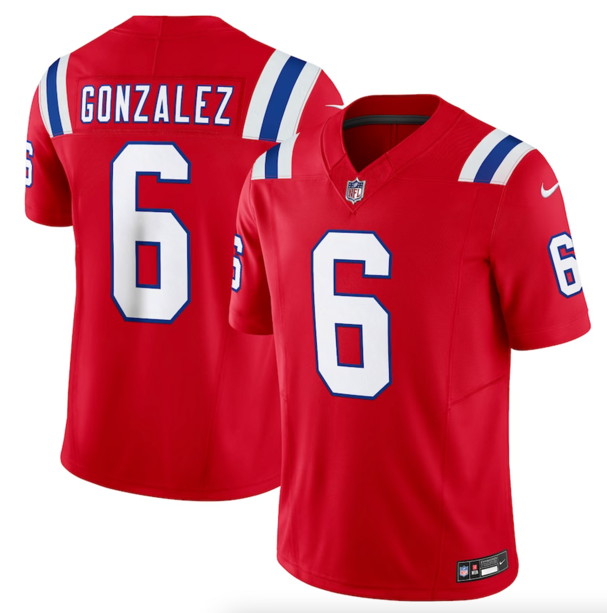 Men's New England Patriots Christian Gonzalez Nike Red Vapor F.U.S.E. Limited Jersey