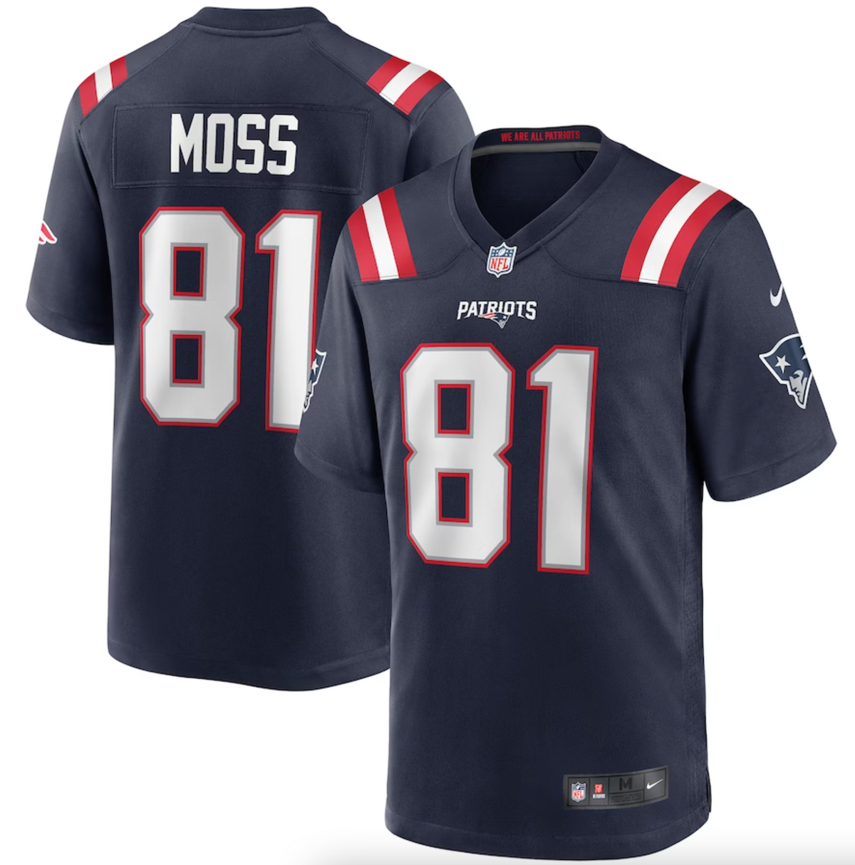 Men's New England Patriots Randy Moss Nike Navy Game Retired Player Jersey