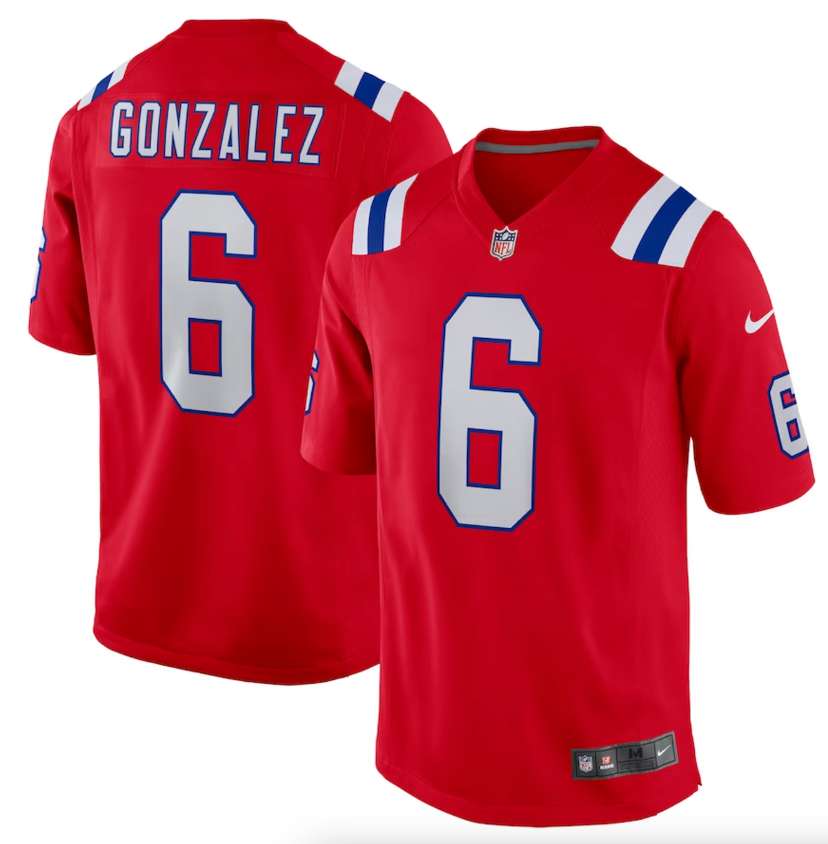 Men's New England Patriots Christian Gonzalez Nike Red Alternate Team Game Jersey