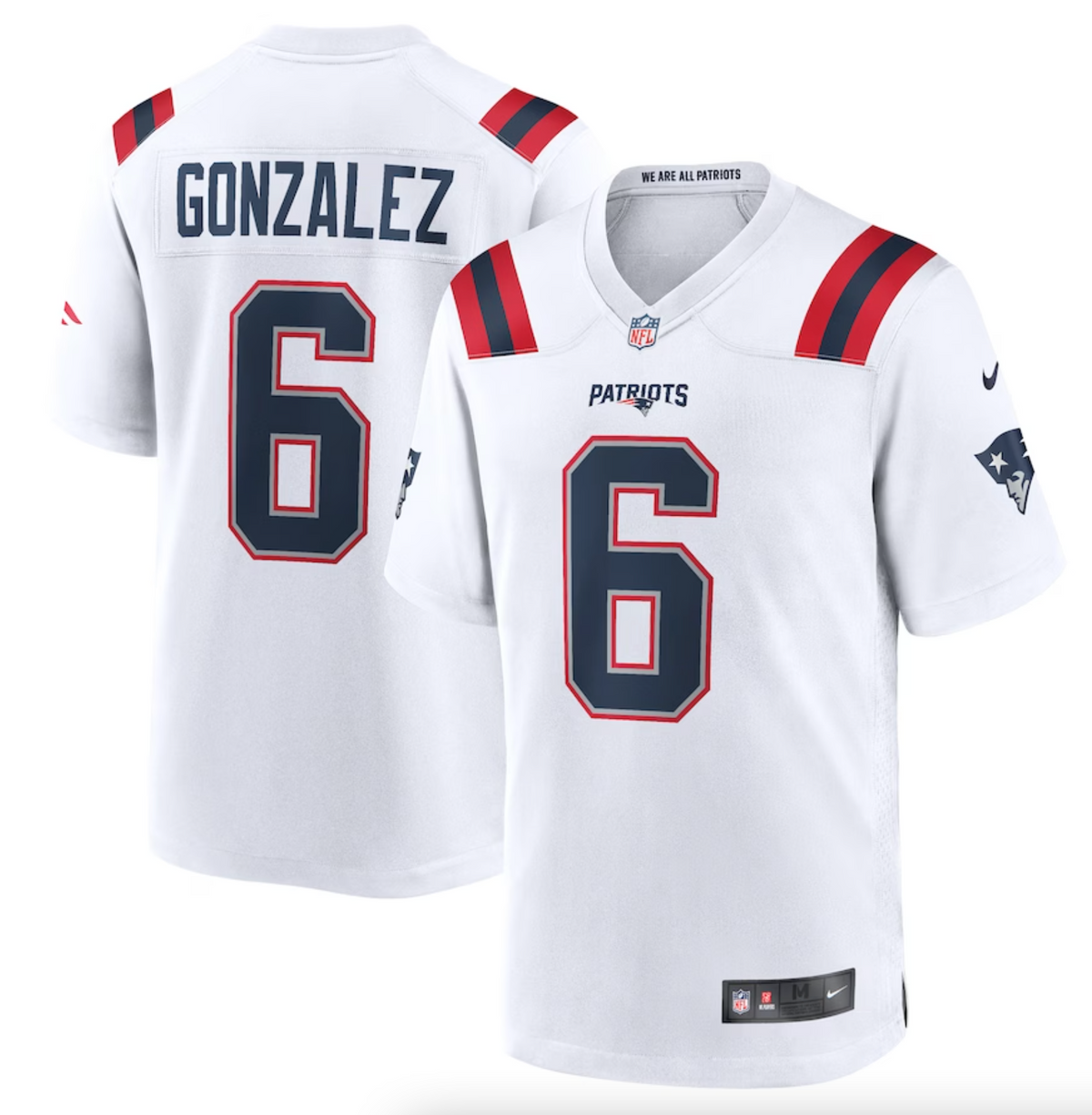 Men's New England Patriots Christian Gonzalez Nike White Game Jersey