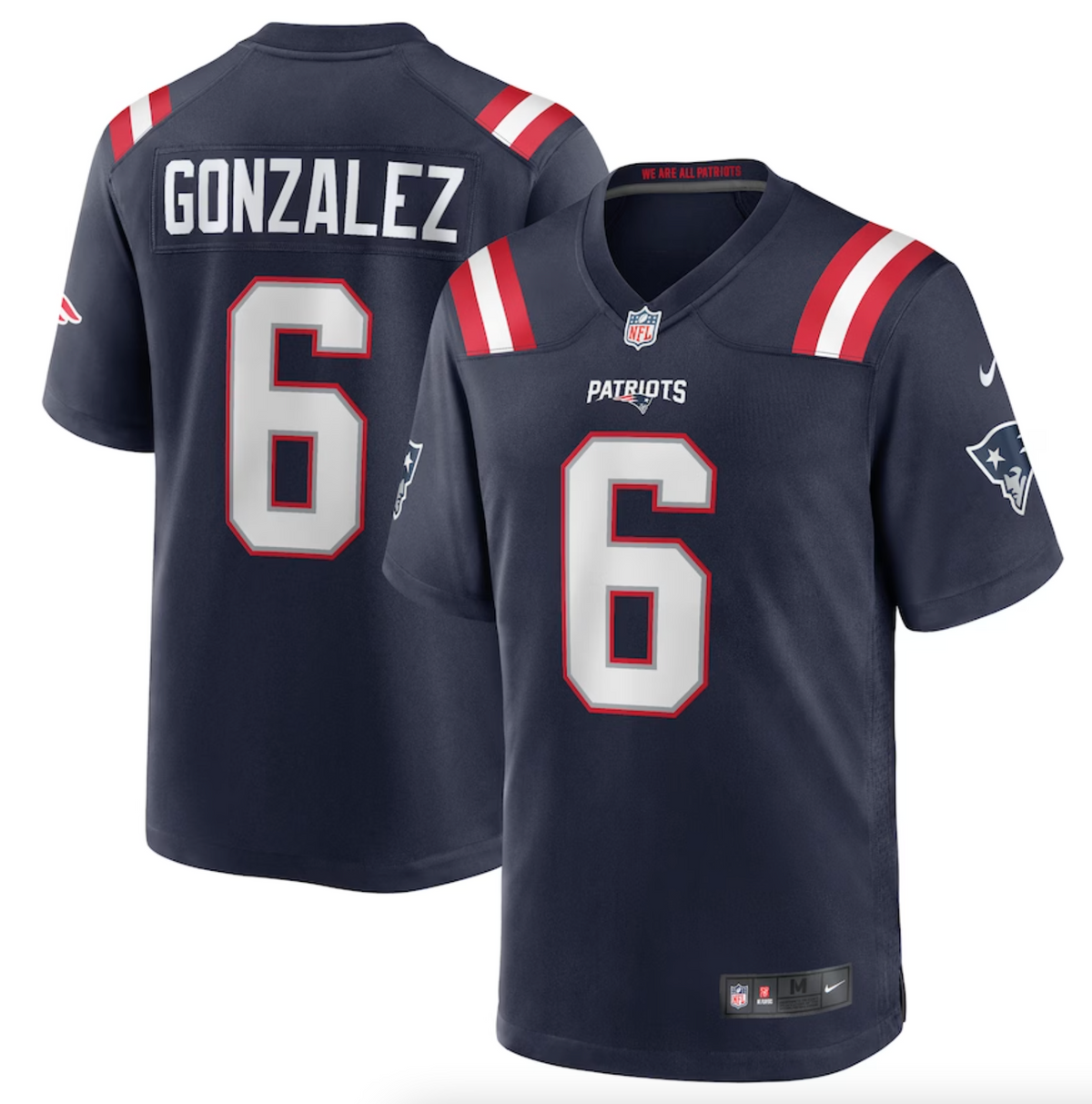 Men's New England Patriots Christian Gonzalez Nike Navy Team Game Jersey