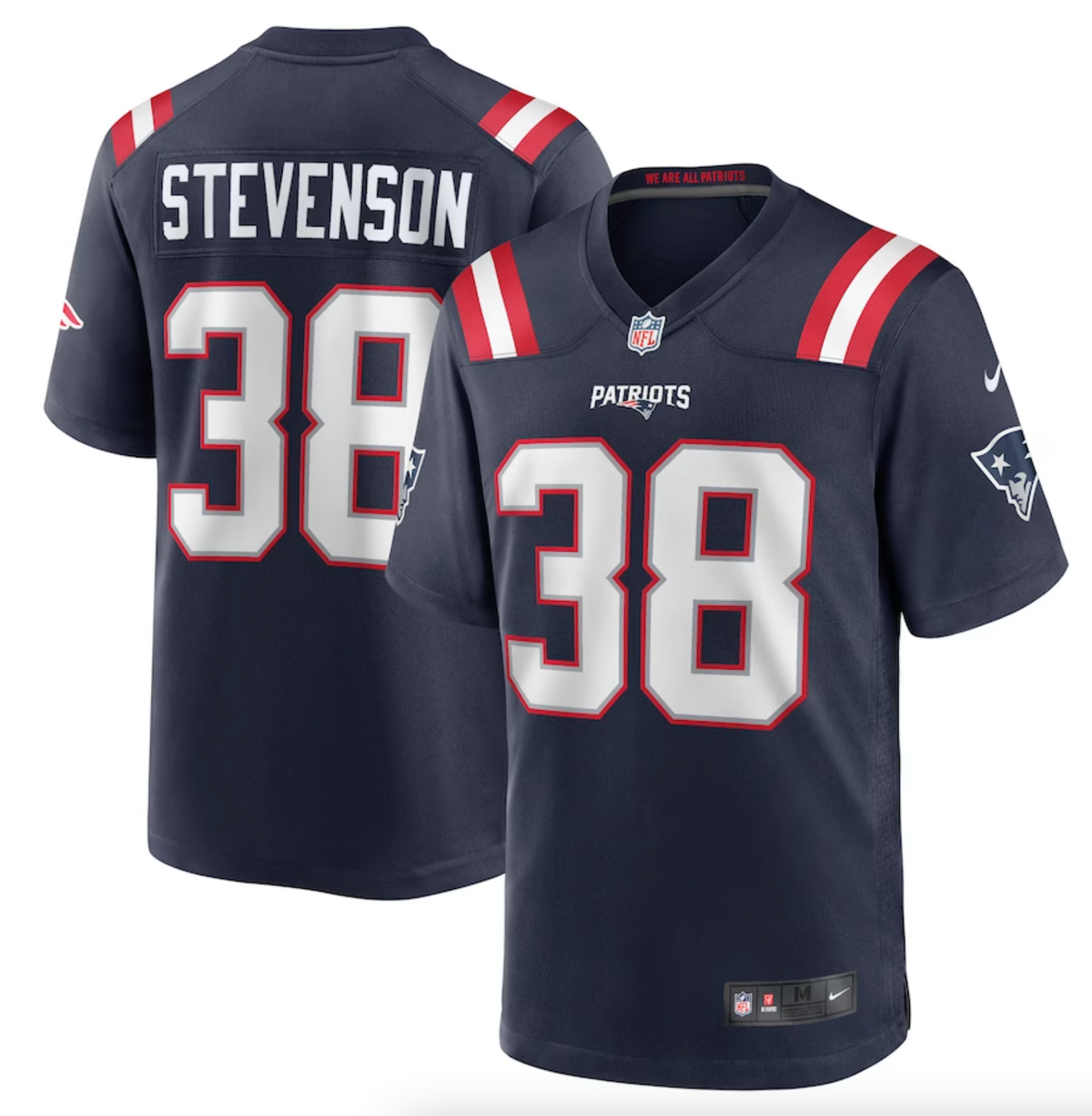 Men's New England Patriots Rhamondre Stevenson Nike Navy Game Jersey