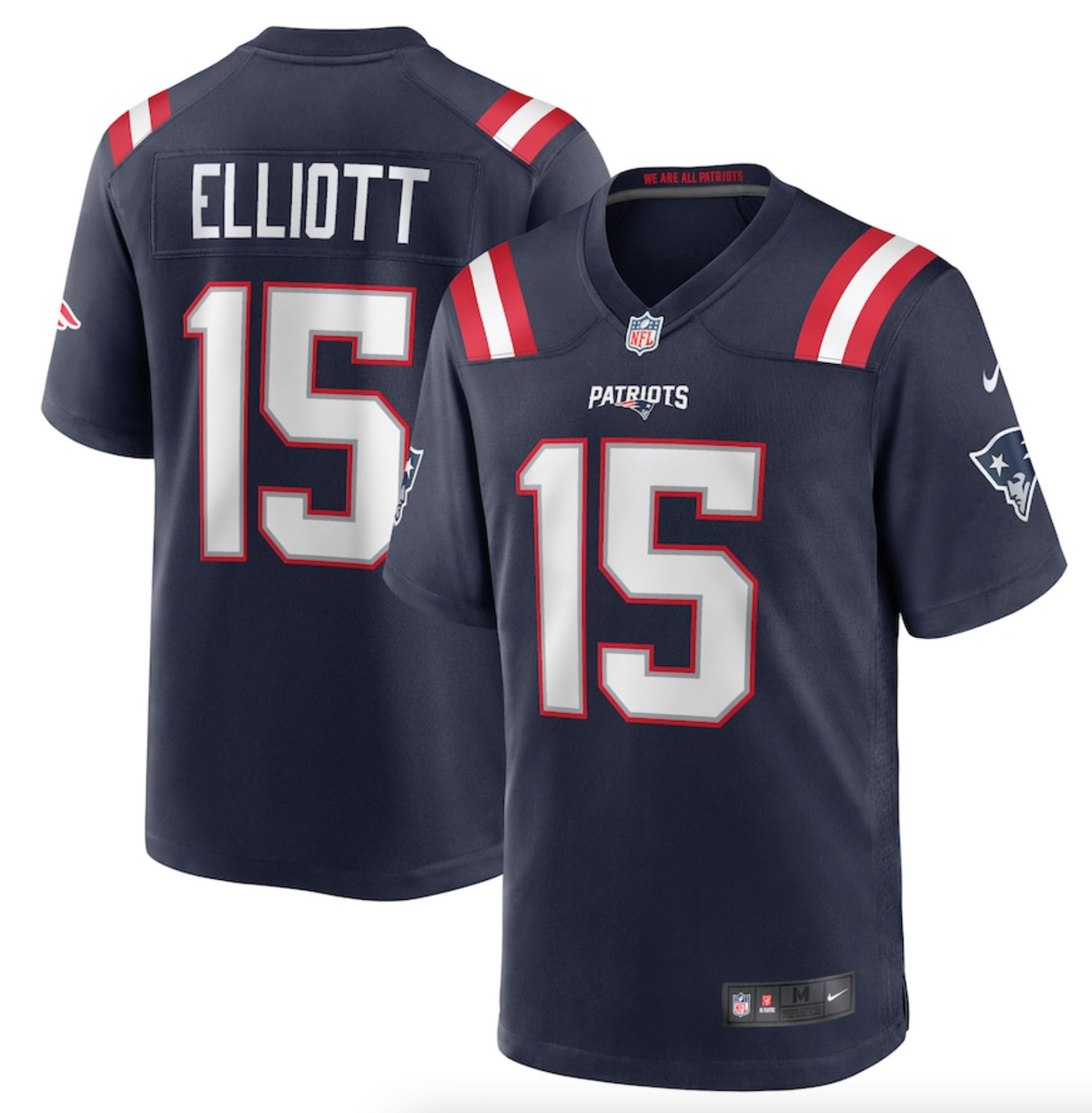 Men's New England Patriots Ezekiel Elliott Nike Navy Game Player Jersey