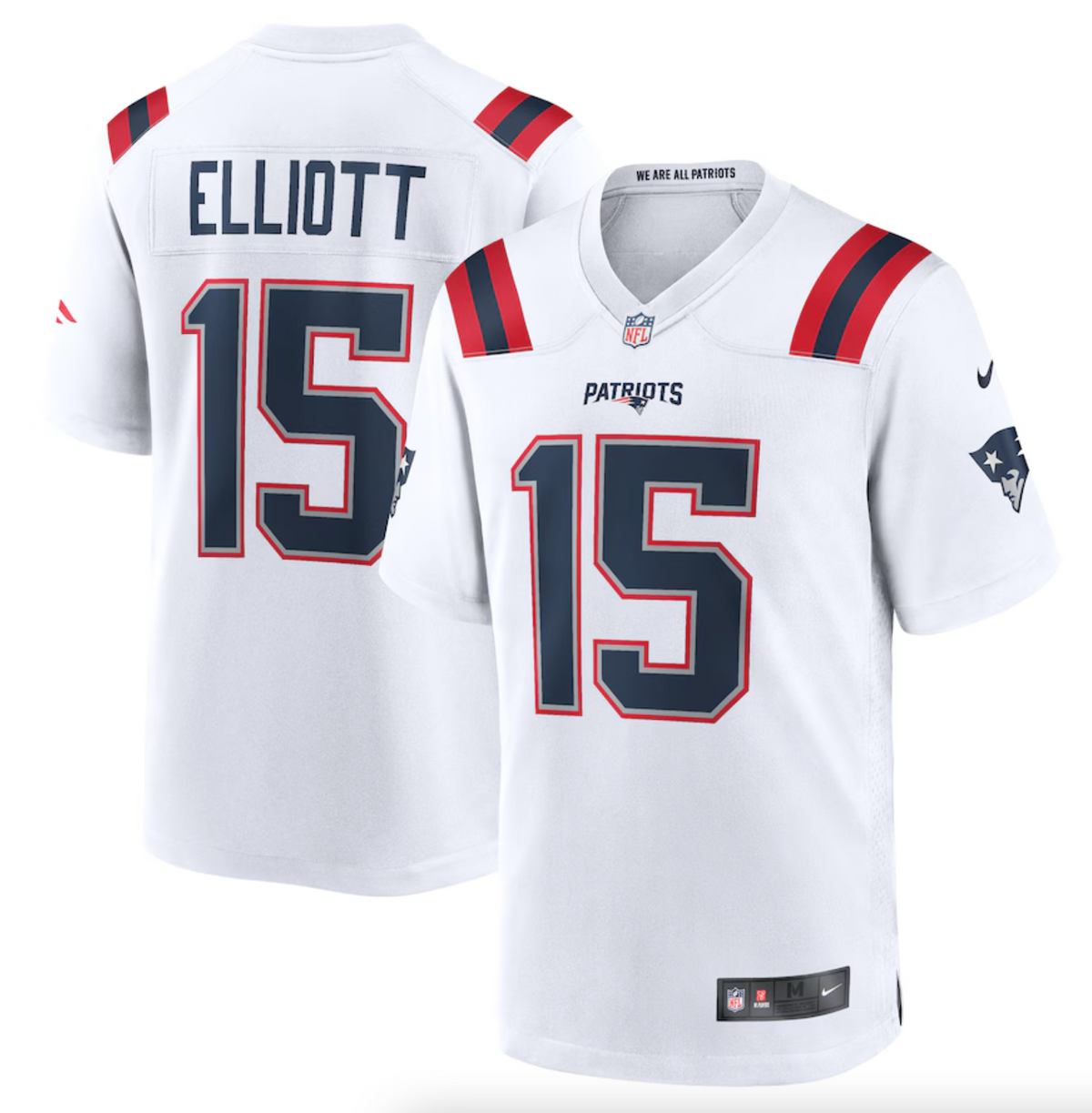 Men's New England Patriots Ezekiel Elliott Nike White Game Player Jersey