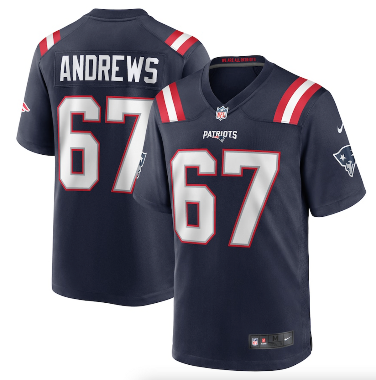 Men's New England Patriots Jake Andrews Nike Navy Team Game Jersey