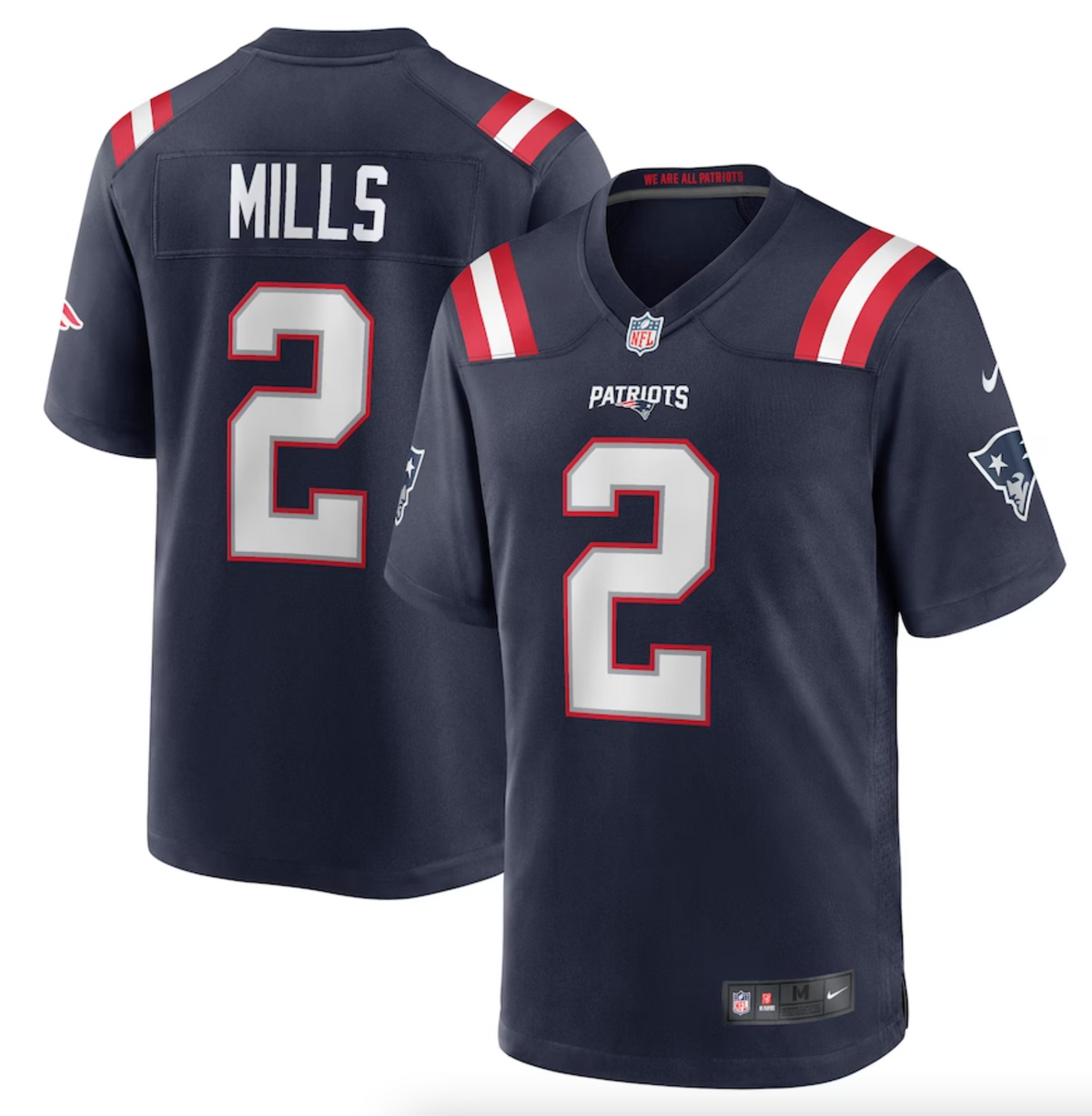 Men's New England Patriots Jalen Mills Nike Navy Game Player Jersey