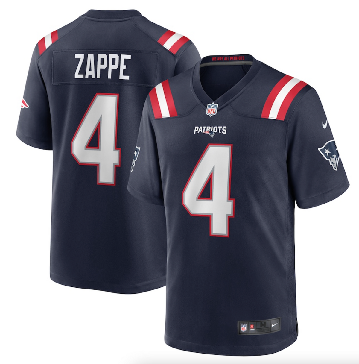 Men's New England Patriots Bailey Zappe Nike Navy Game Player Jersey