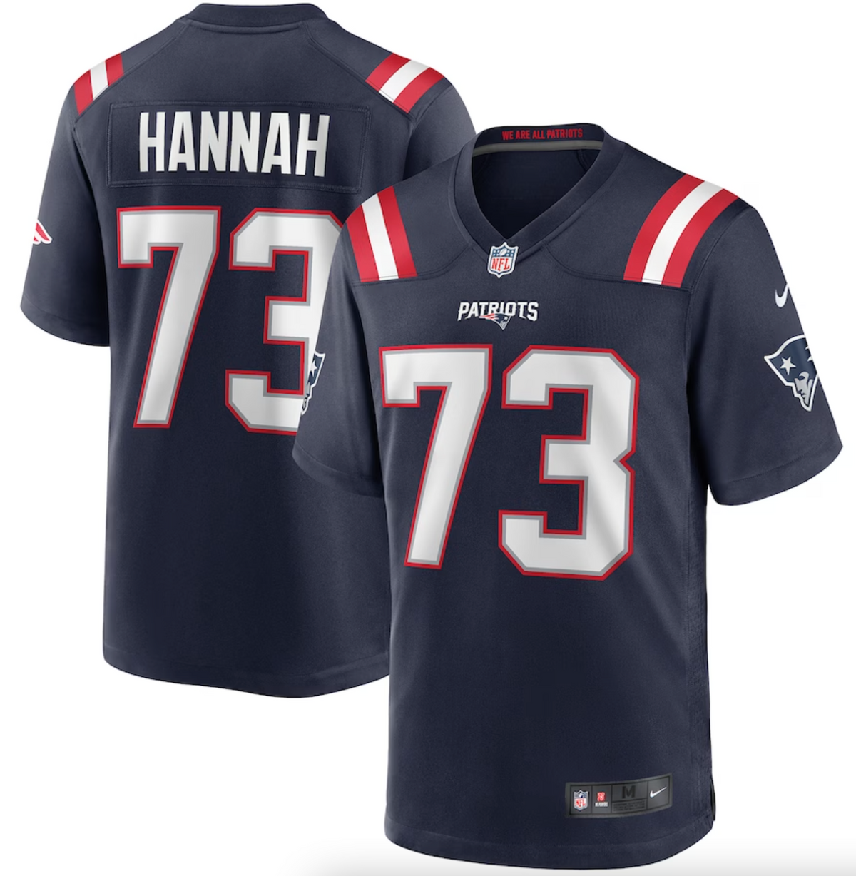 Men's New England Patriots John Hannah Nike Navy Game Retired Player Jersey