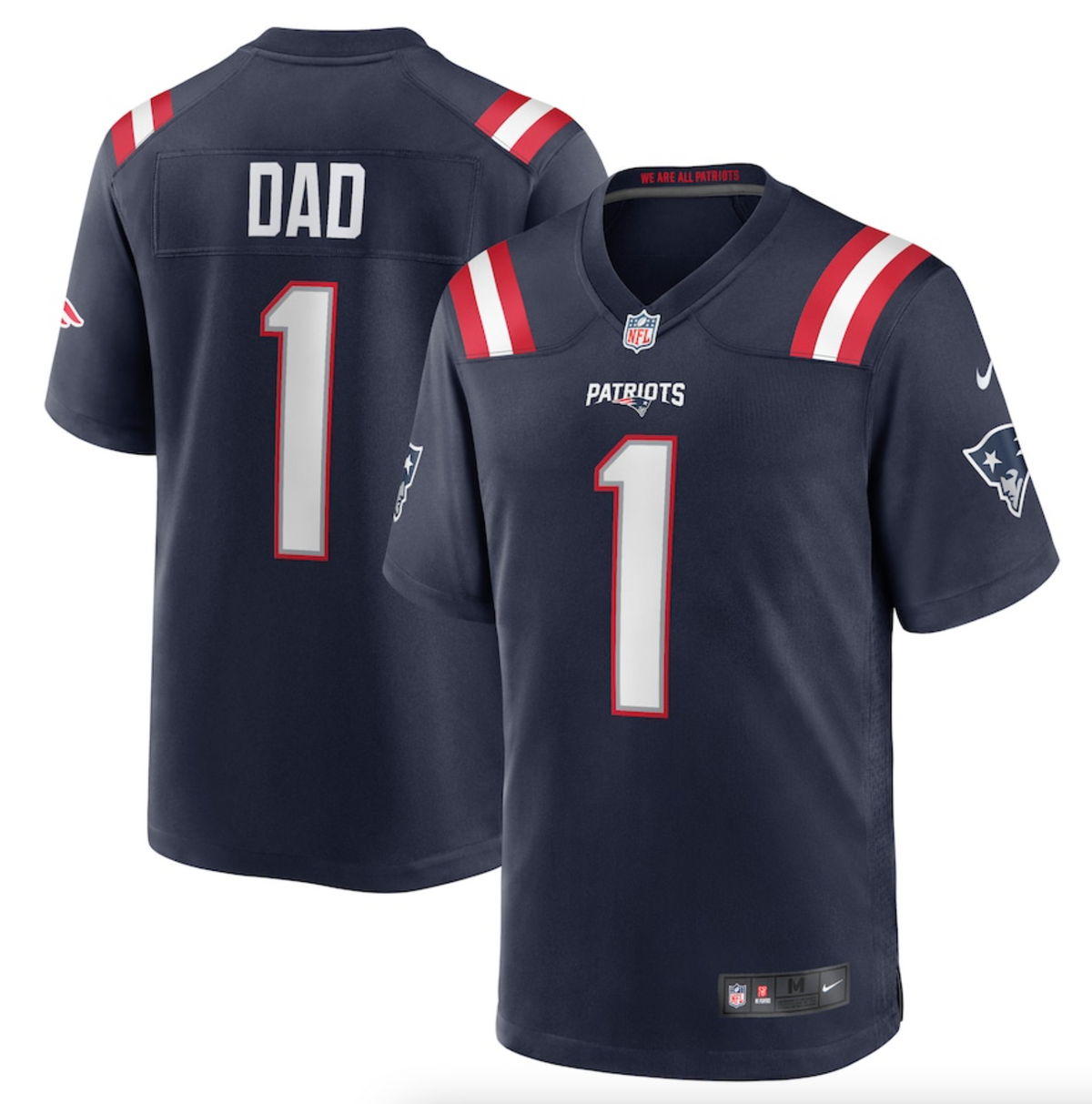 Men's New England Patriots Number 1 Dad Nike Navy Game Jersey