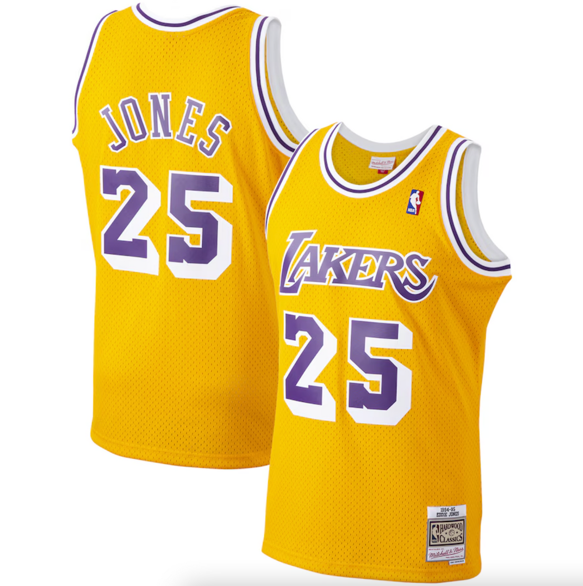 Men's Mitchell & Ness Ed Jones Gold Los Angeles Lakers 1994-95 Hardwood Classics Swingman Player Jersey