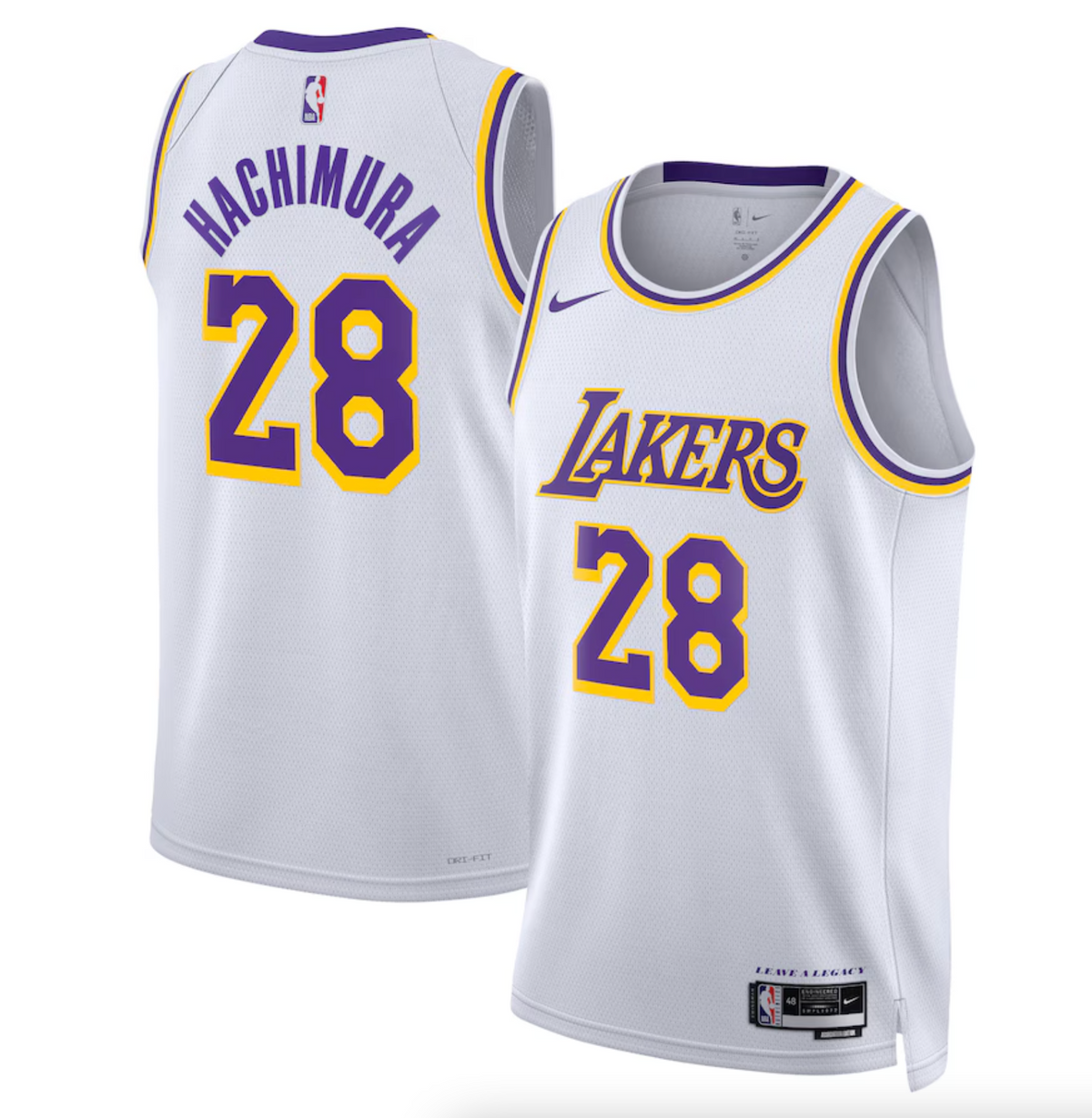 Los Angeles Lakers Nike Association Edition Swingman Jersey - White - Rui Hachimura - Unisex