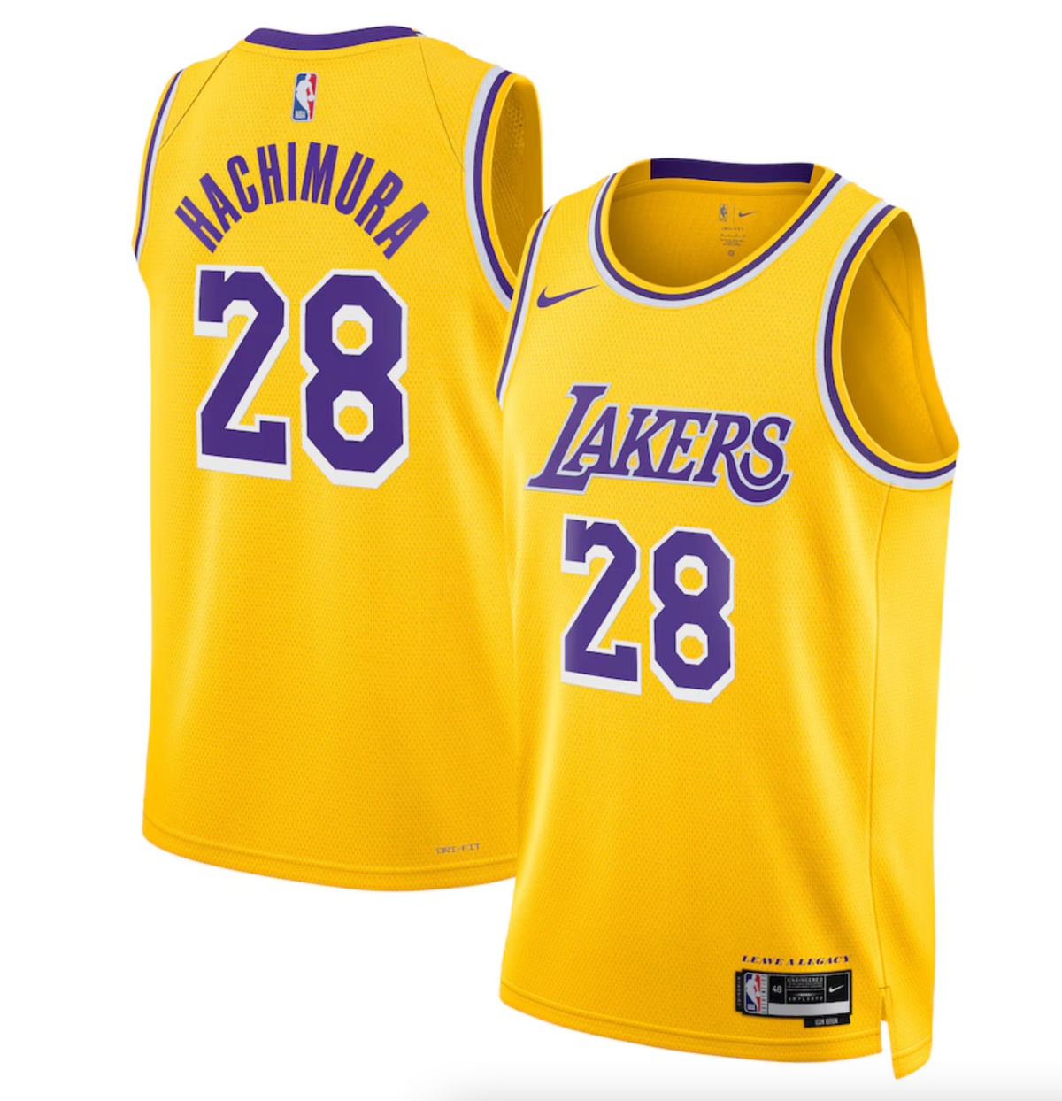 Los Angeles Lakers Nike Icon Edition Swingman Jersey - Gold - Rui Hachimura - Unisex