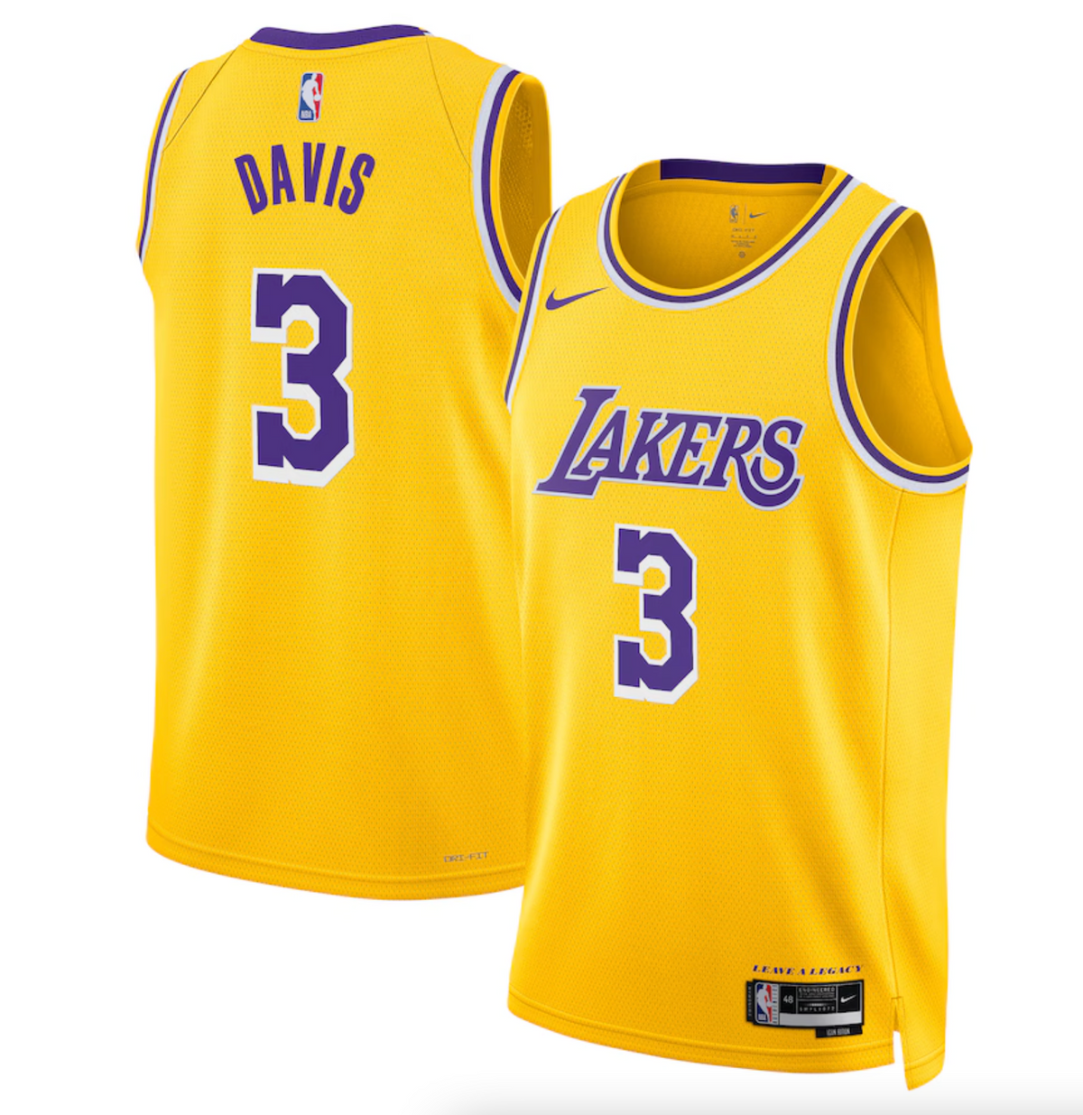 Los Angeles Lakers Nike Icon Edition Swingman Jersey - Gold - Anthony Davis - Unisex