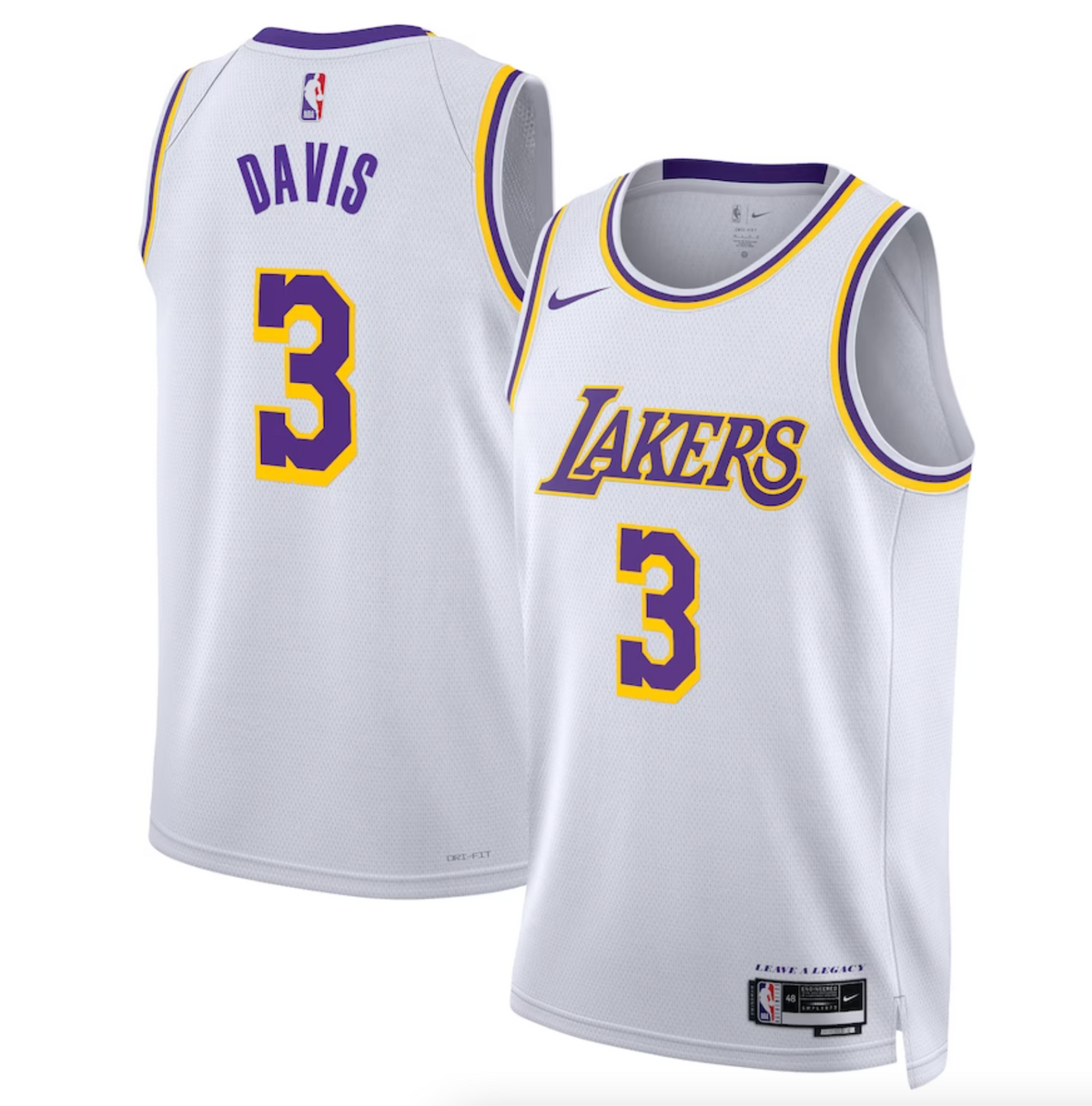 Los Angeles Lakers Nike Association Edition Swingman Jersey - White - Anthony Davis - Unisex