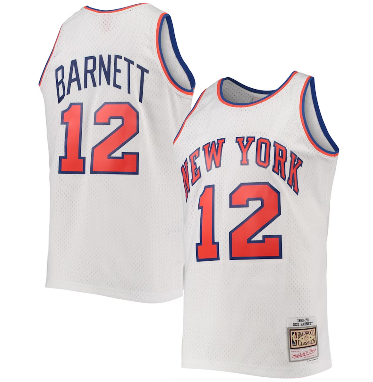 Men's Mitchell & Ness Dick Barnett White New York Knicks Hardwood Classics 1969-70 Swingman Jersey