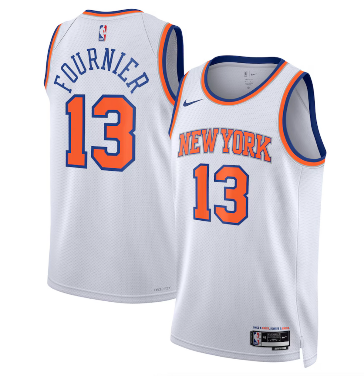 New York Knicks Nike Association Edition Swingman Jersey - White - Evan Fournier - Unisex