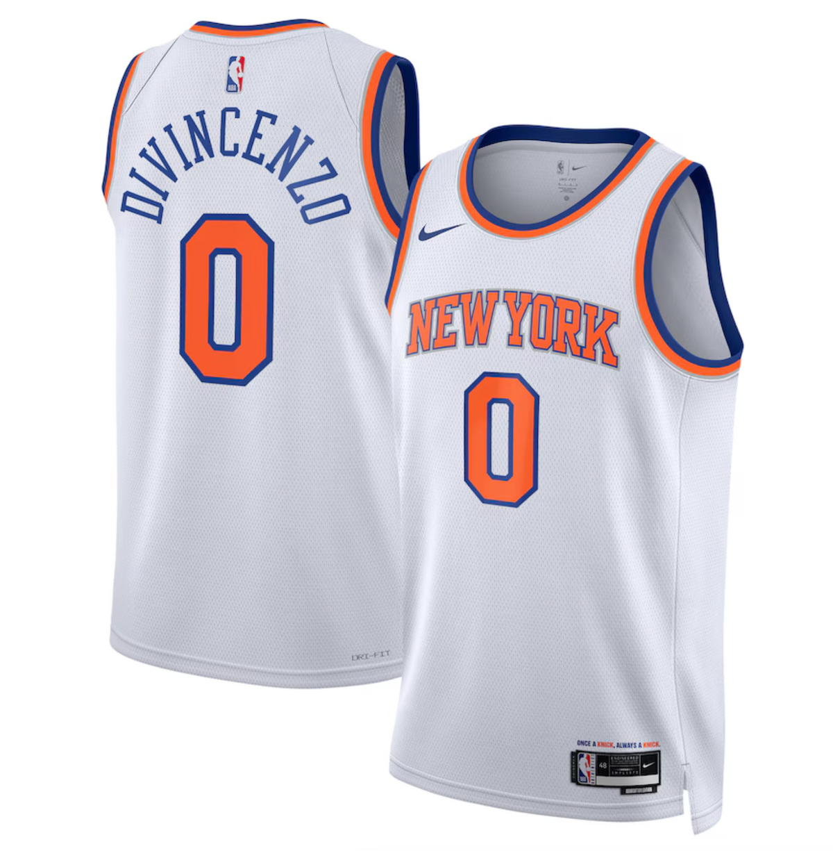 New York Knicks Nike Association Edition Swingman Jersey - White - Donte DiVincenzo - Unisex