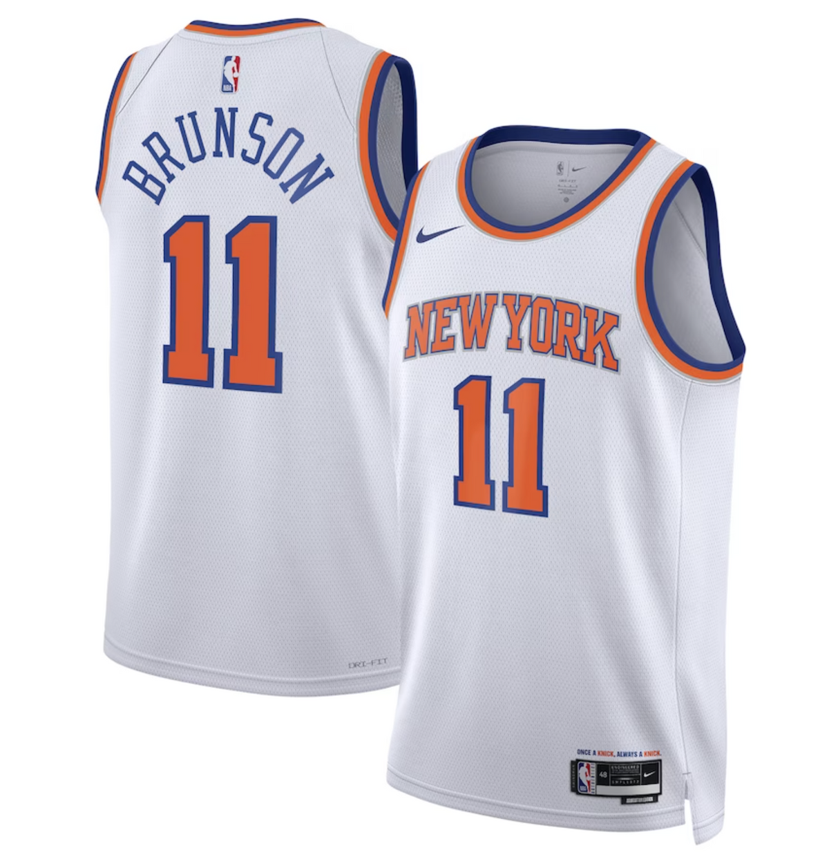 New York Knicks Nike Association Edition Swingman Jersey - White - Jalen Brunson - Unisex