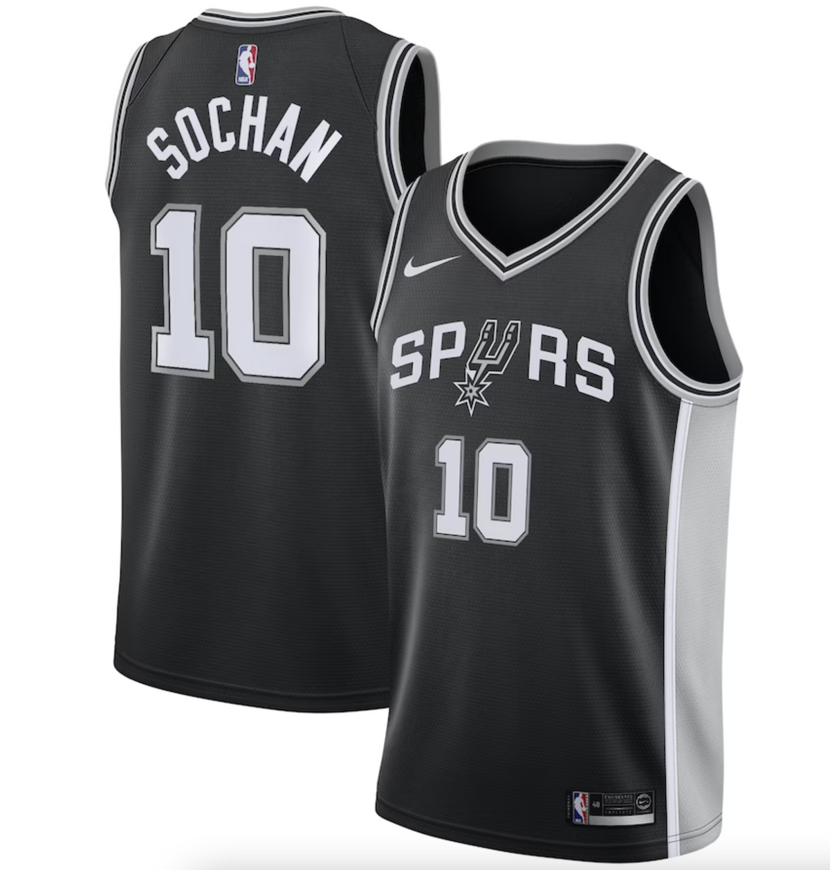 San Antonio Spurs Nike Icon Edition Swingman Jersey - Black - Jeremy Sochan - Mens