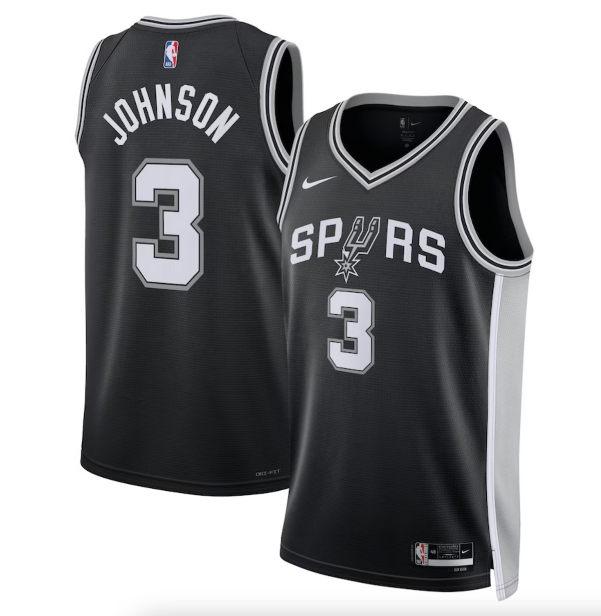 San Antonio Spurs Nike Icon Edition Swingman Jersey - Black - Keldon Johnson - Unisex