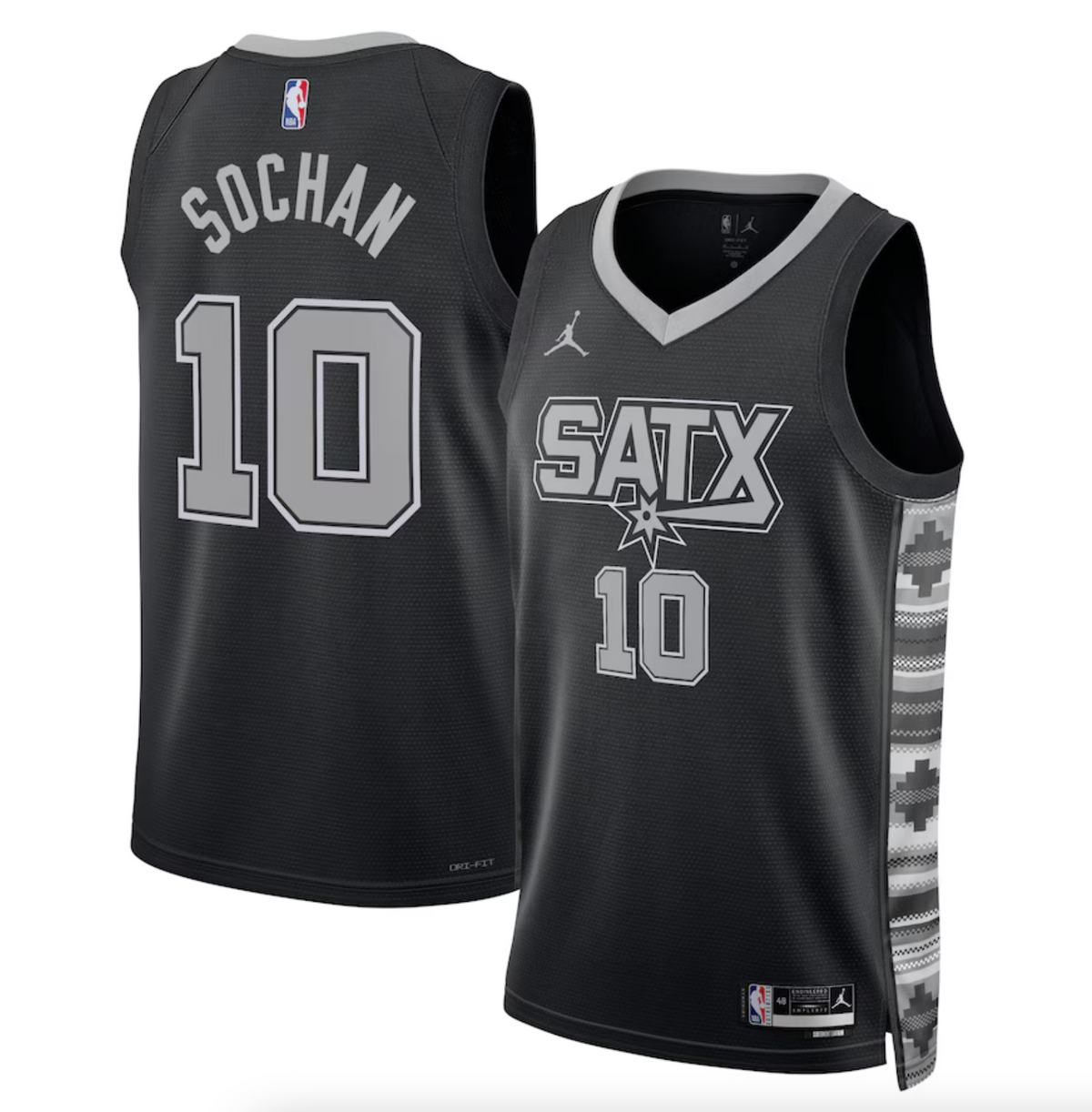 San Antonio Spurs Jordan Statement Edition Swingman Jersey - Black - Jeremy Sochan - Unisex