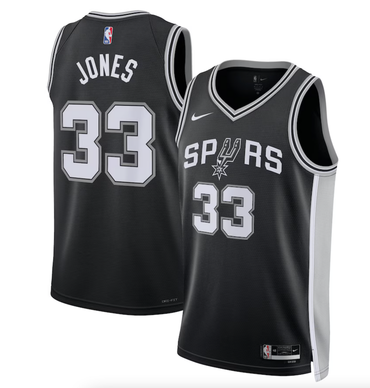 San Antonio Spurs Nike Icon Edition Swingman Jersey - Black - Tre Jones - Unisex