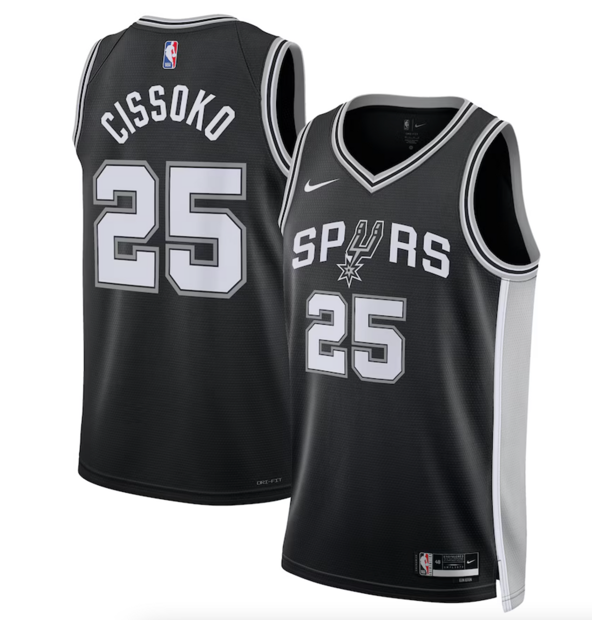 San Antonio Spurs Nike Icon Edition Swingman Jersey - Black - Sidy Cissoko - Unisex