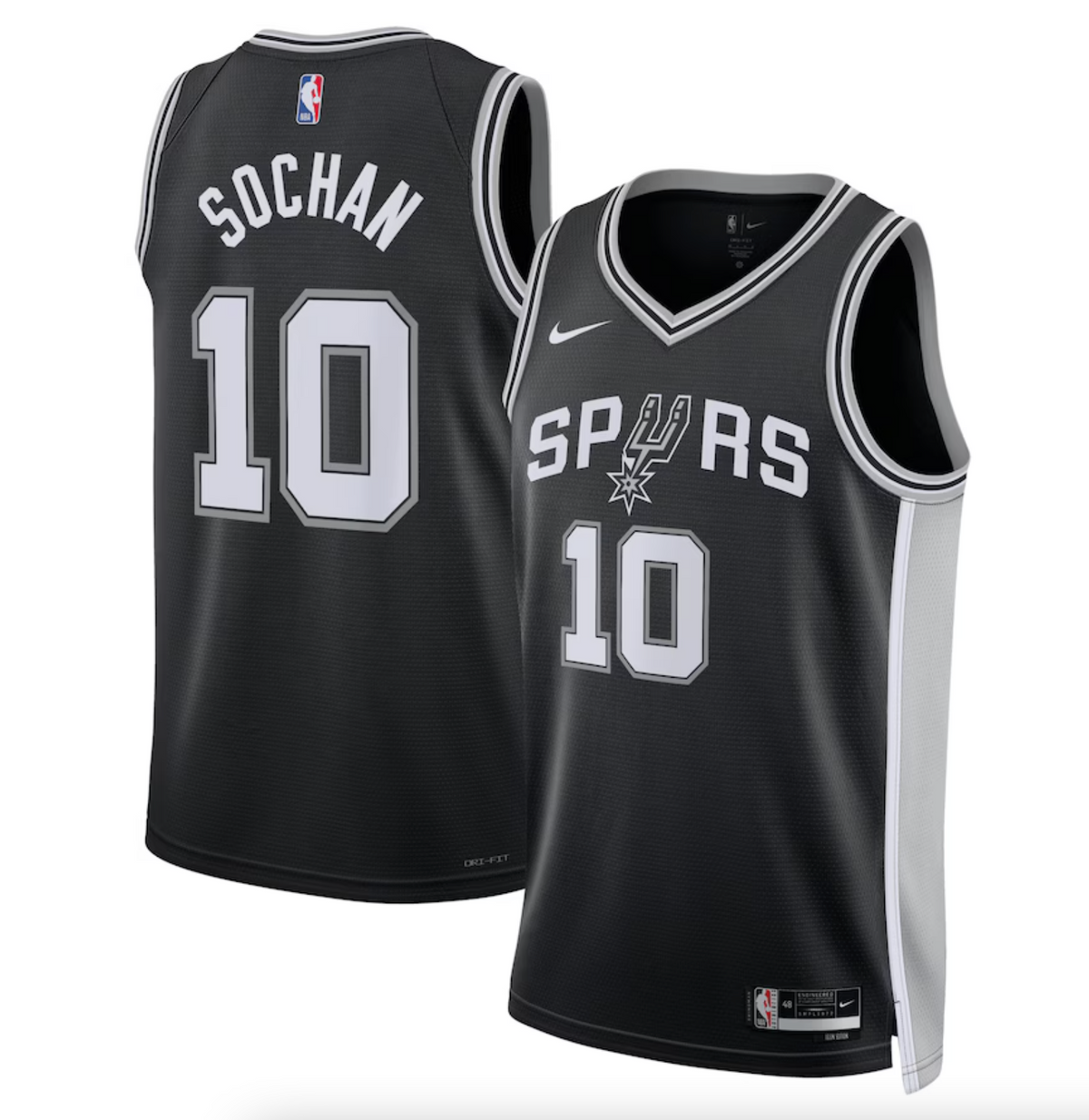 San Antonio Spurs Nike Icon Edition Swingman Jersey - Black - Jeremy Sochan - Unisex