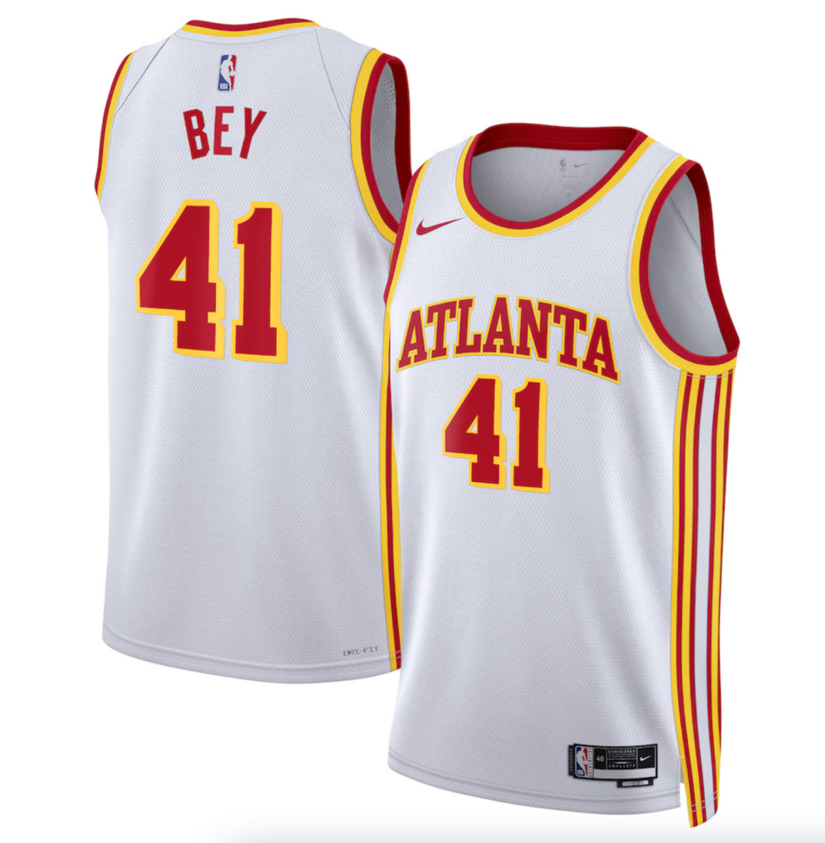 Atlanta Hawks Nike Association Edition Swingman Jersey - White - Saddiq Bey - Unisex