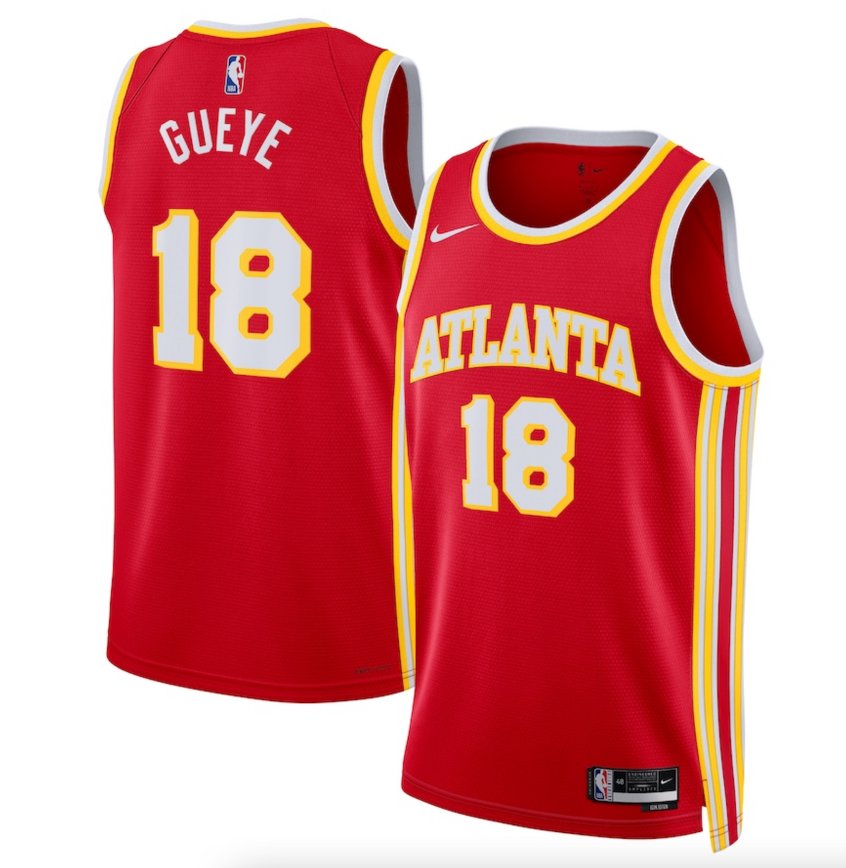 Atlanta Hawks Nike Icon Edition Swingman Jersey - Red - Mouhamed Gueye - Unisex