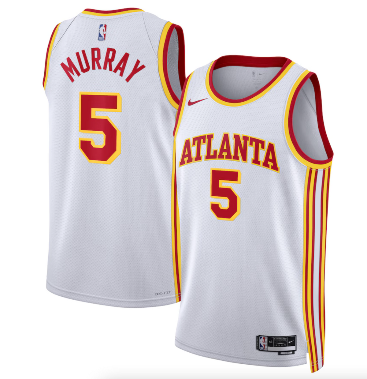 Atlanta Hawks Nike Association Edition Swingman Jersey - White - Dejounte Murray - Unisex