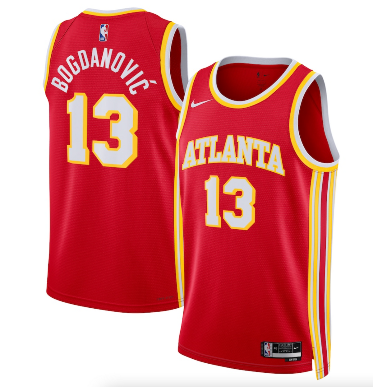 Atlanta Hawks Nike Icon Edition Swingman Jersey - Red - Bogdan Bogdanović - Unisex