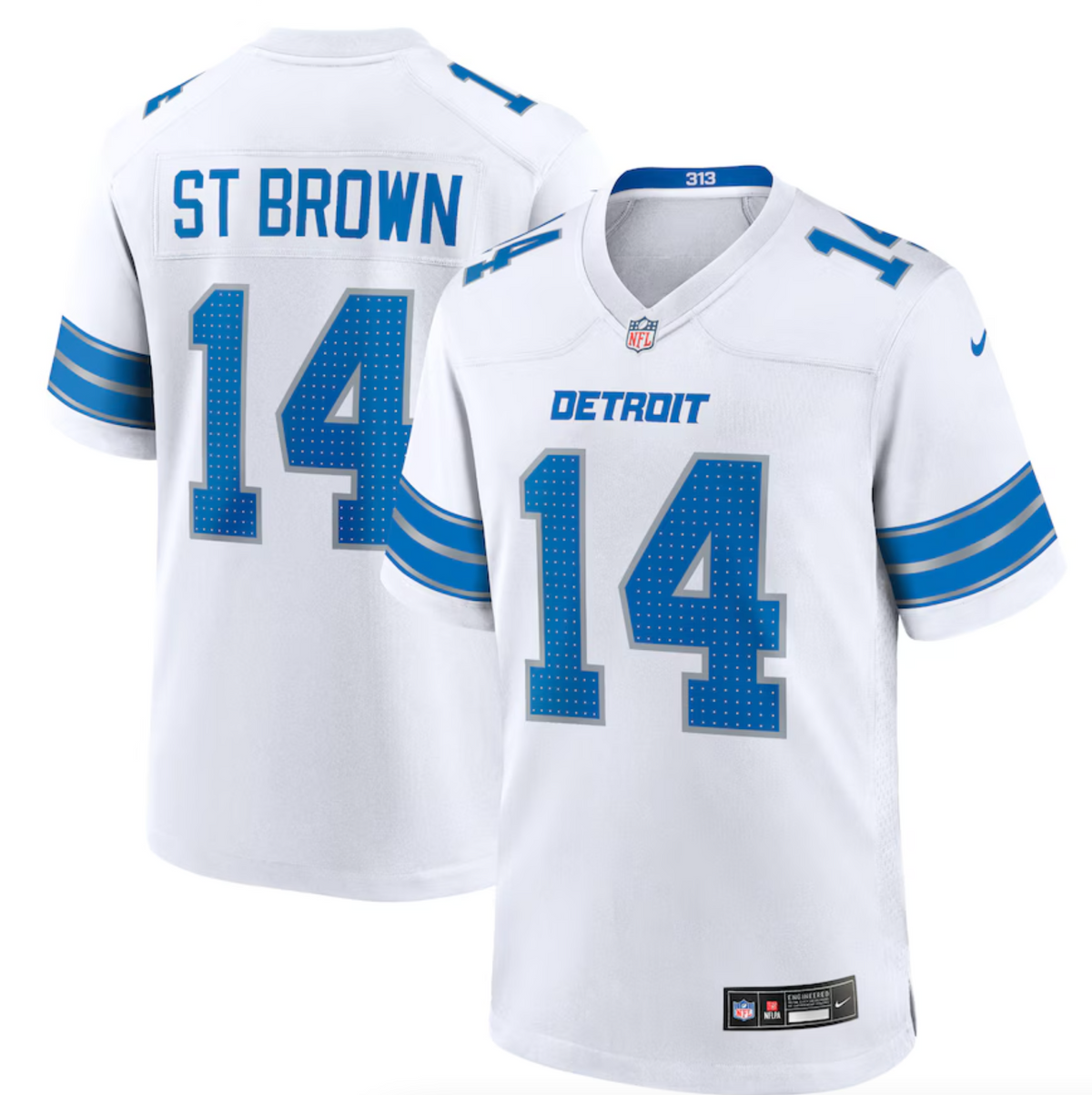 Men's Detroit Lions Amon-Ra St. Brown Nike White Game Jersey