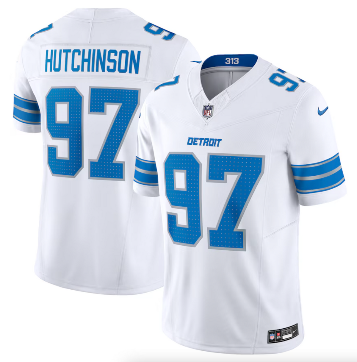 Men's Detroit Lions Aidan Hutchinson Nike White Vapor F.U.S.E. Limited Jersey