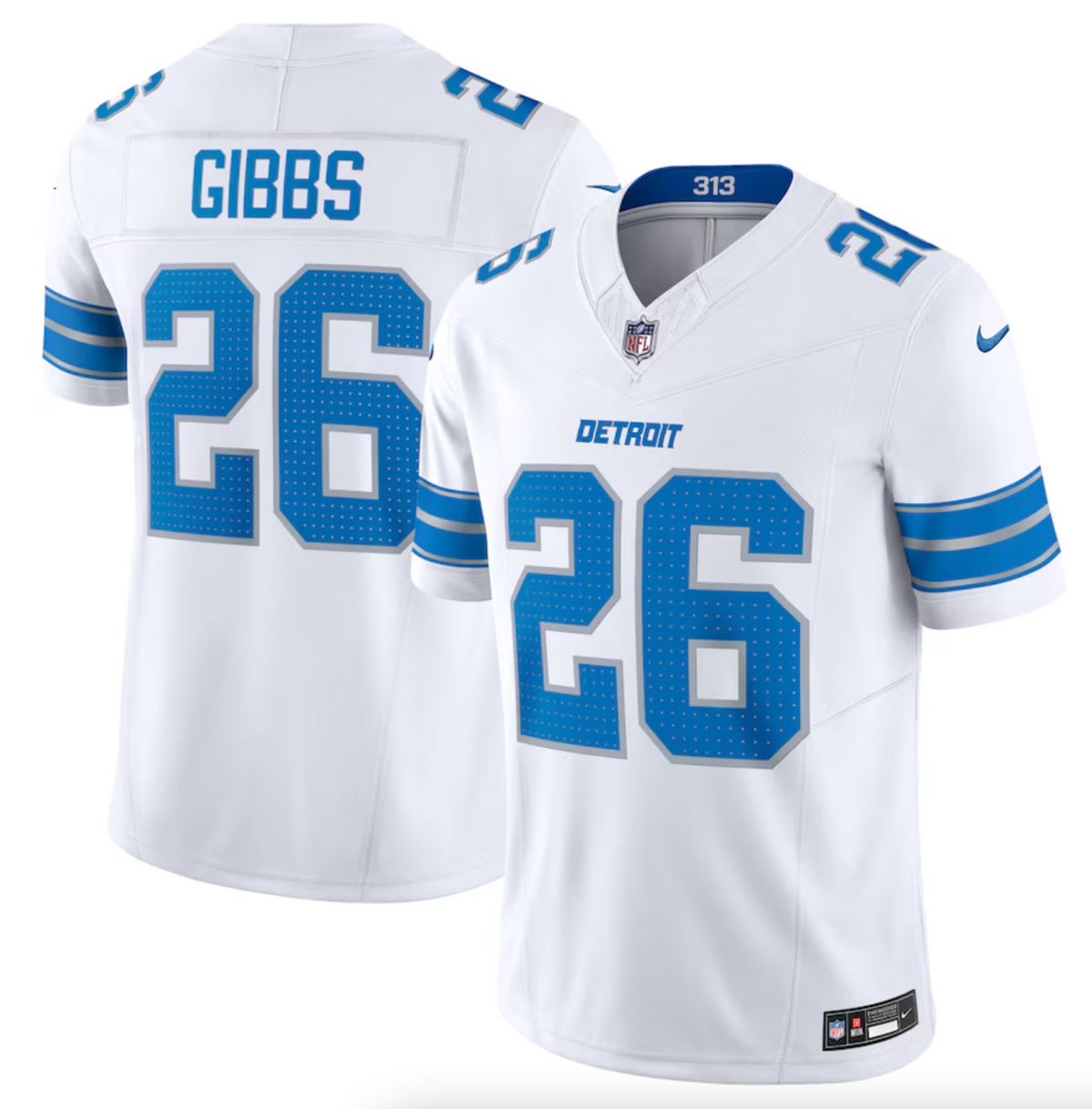 Men's Detroit Lions Jahmyr Gibbs Nike White Vapor F.U.S.E. Limited Jersey