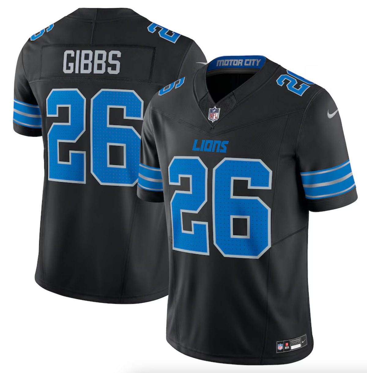 Men's Detroit Lions Jahmyr Gibbs Nike Black 2nd Alternate Vapor F.U.S.E. Limited Jersey