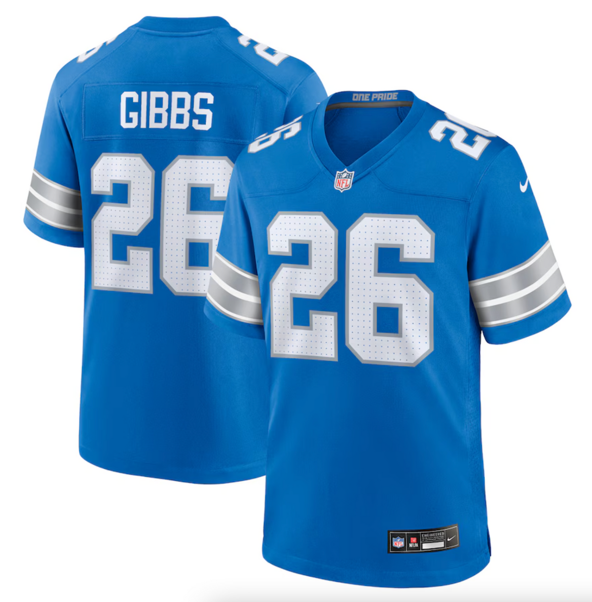 Men's Detroit Lions Jahmyr Gibbs Nike Blue Game Jersey