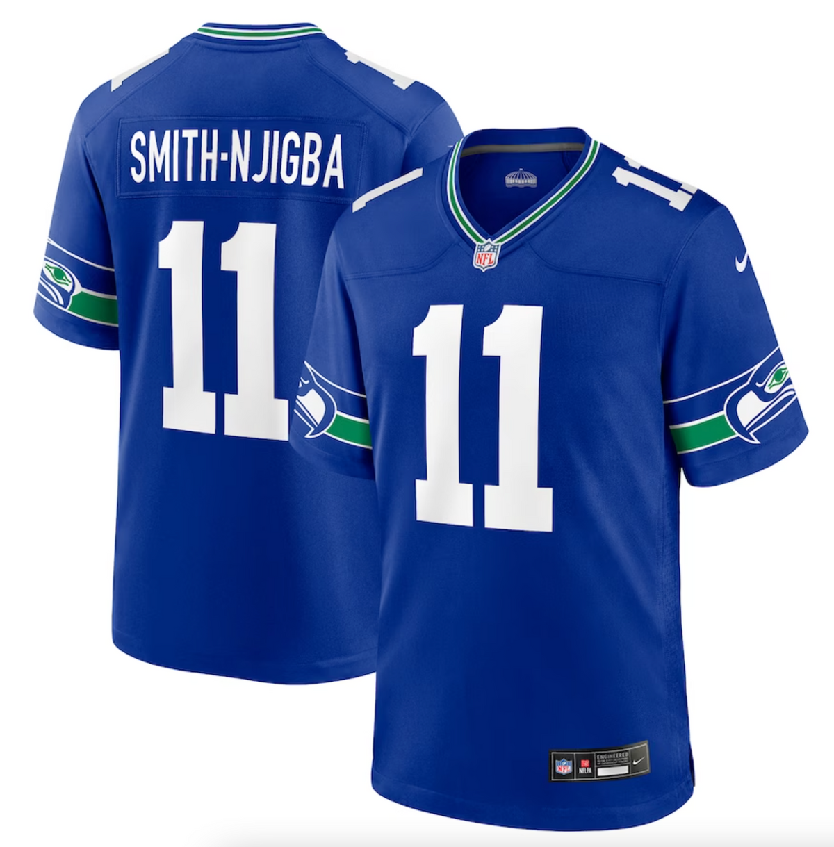 Men's Seattle Seahawks Jaxon Smith-Njigba Nike Royal Throwback Player Game Jersey